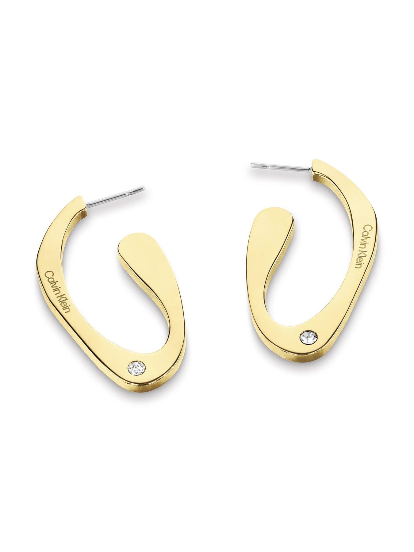  image of calvin-klein-womens-ck-harmonious-connection-gold-plated-earrings