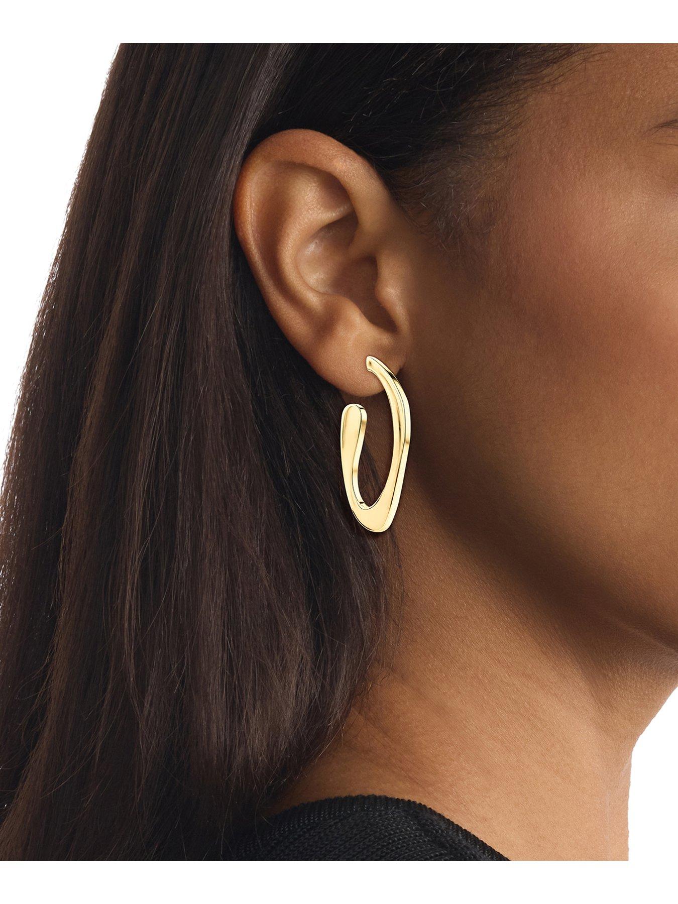  image of calvin-klein-womens-ck-harmonious-connection-gold-plated-earrings