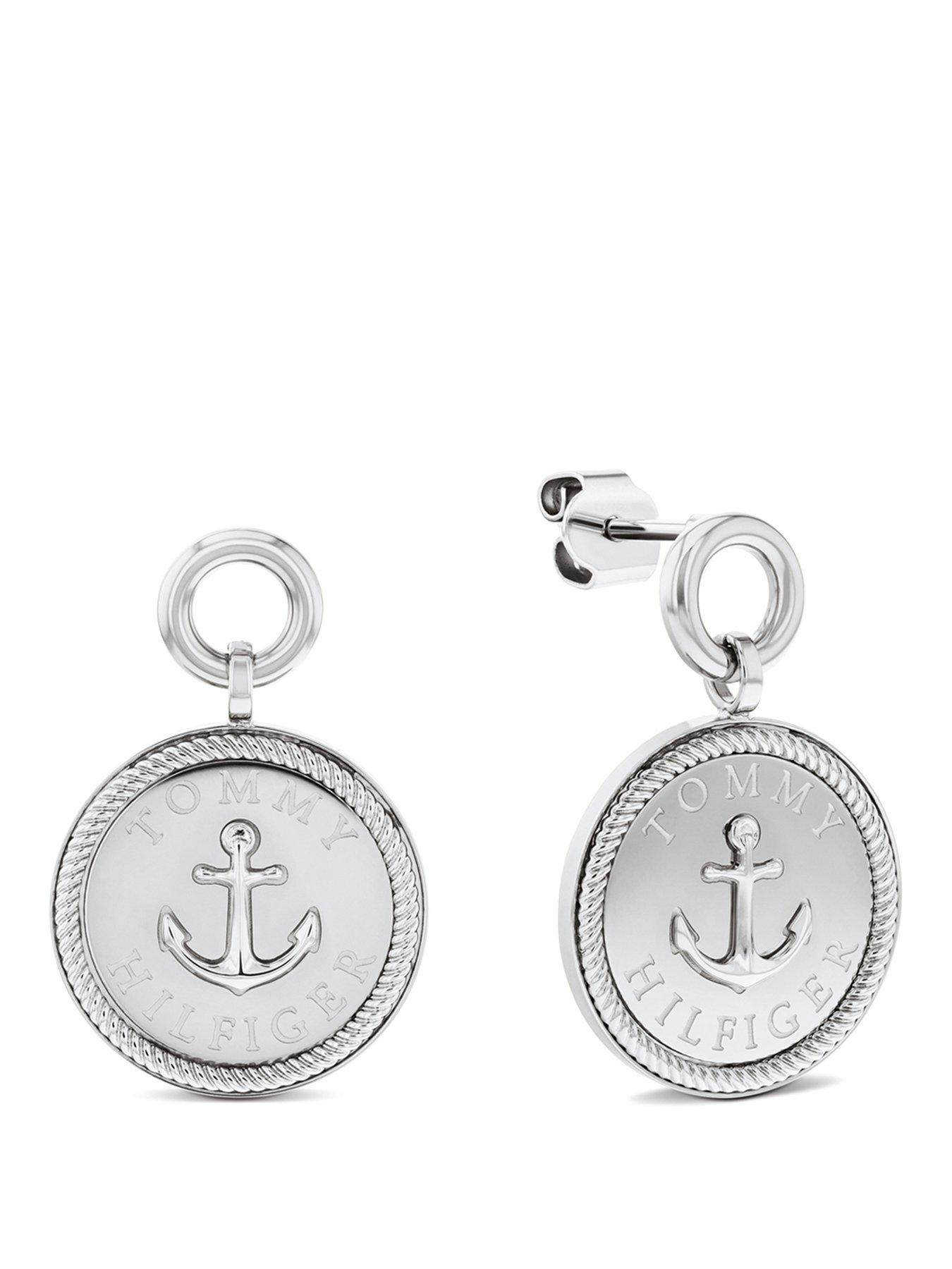 Tommy Hilfiger Womens Nautical Charm Stainless Steel Earrings