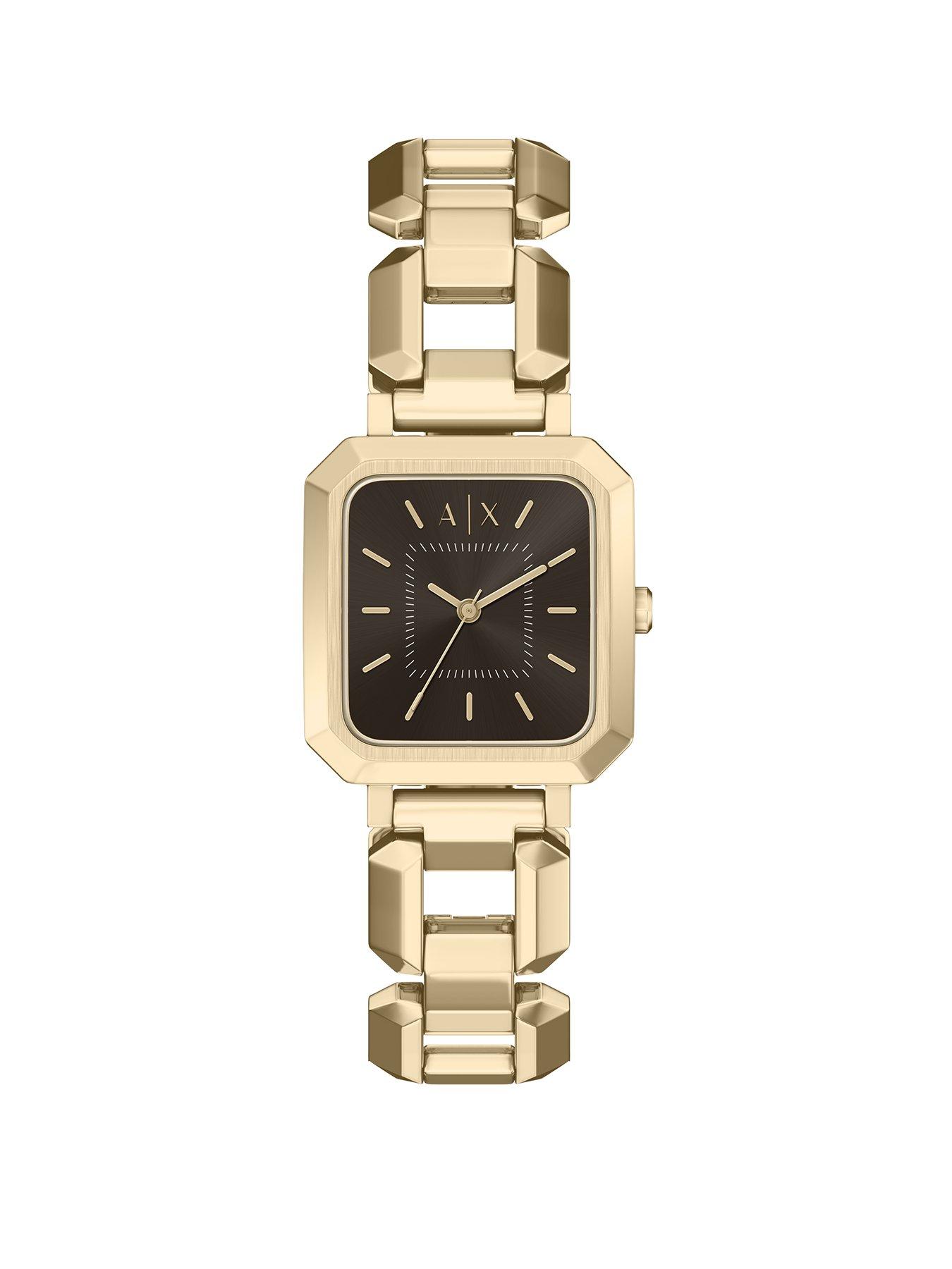 Armani Exchange Womens Three-Hand Gold-Tone Stainless Steel Watch, AX5738
