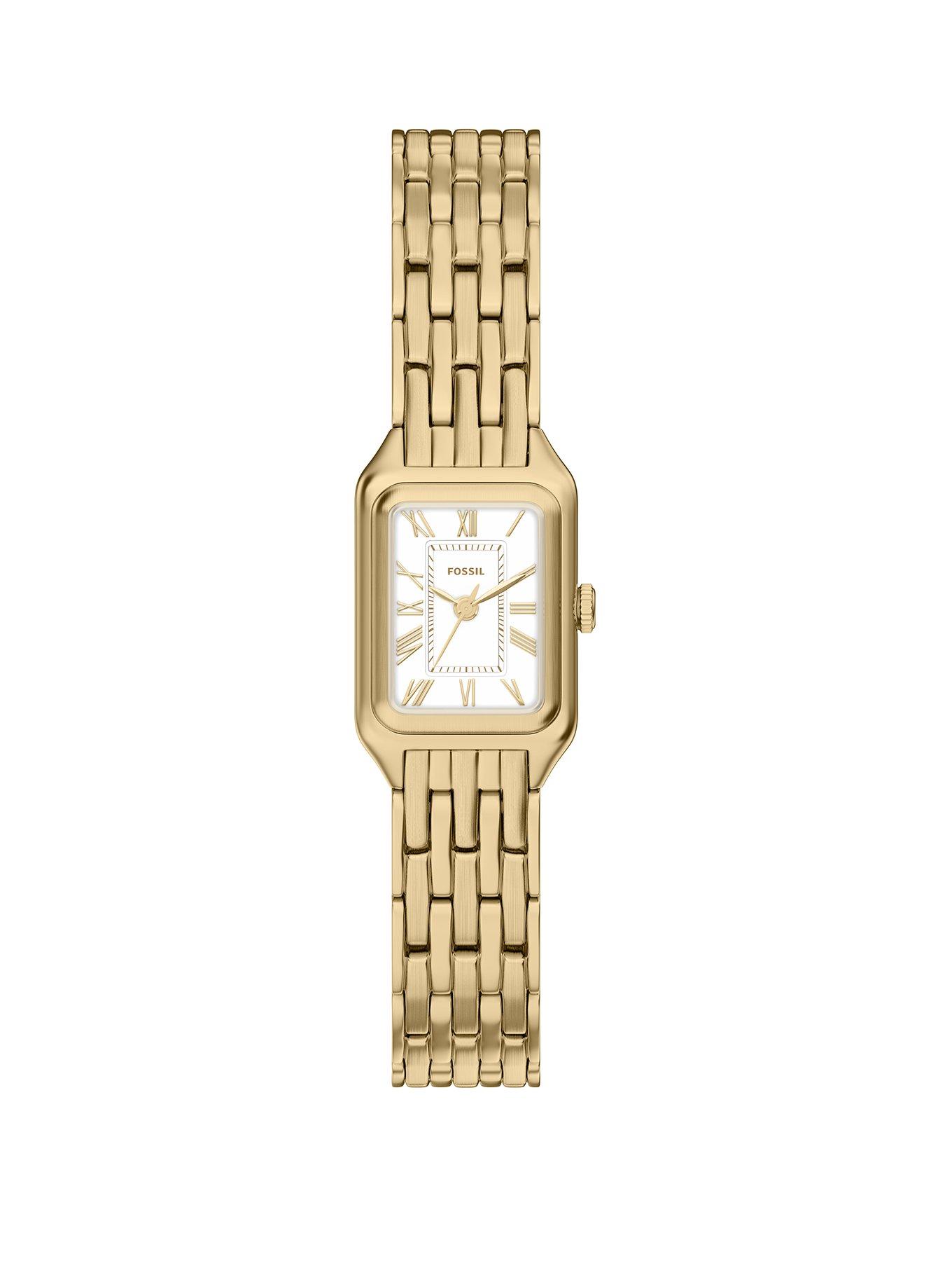 Fossil Fossil Womens Raquel Three-Hand Gold-Tone Stainless Steel Watch, ES5467