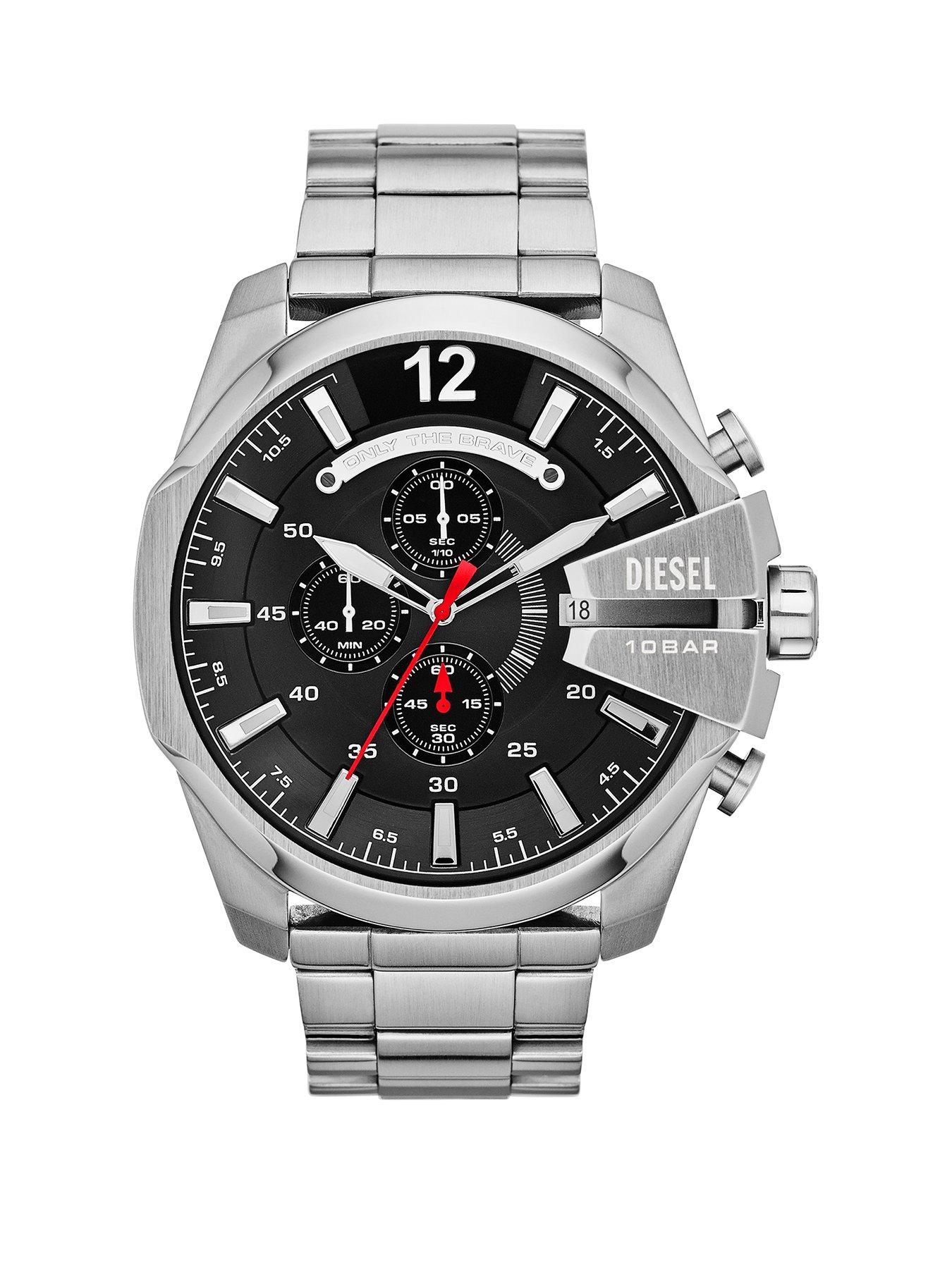 Diesel Mens Mega Chief Chronograph, Stainless Steel Watch, DZ4308
