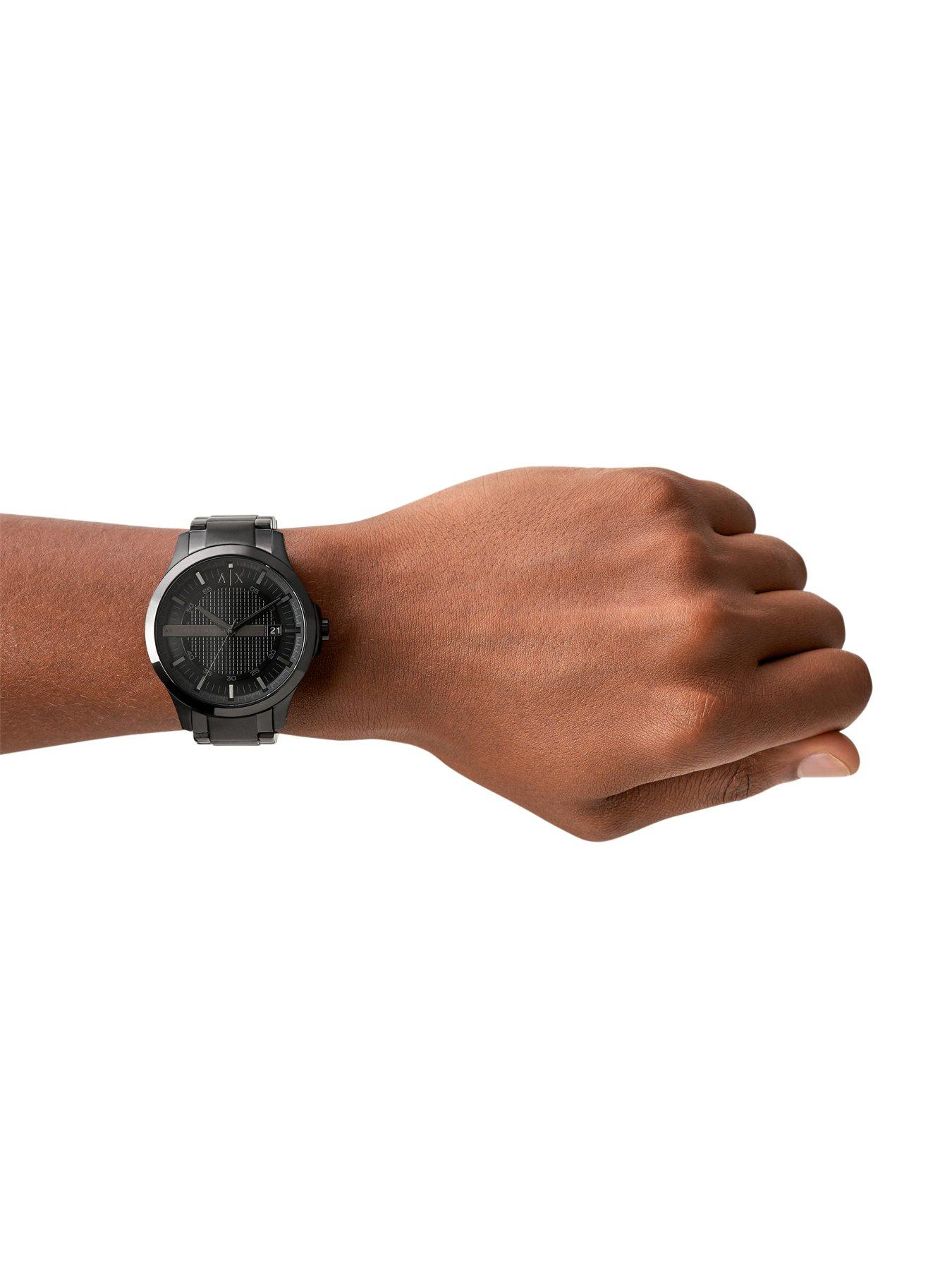 Image 3 of 5 of Armani Exchange Mens Three-Hand Date, Black Stainless Steel Watch, AX2104