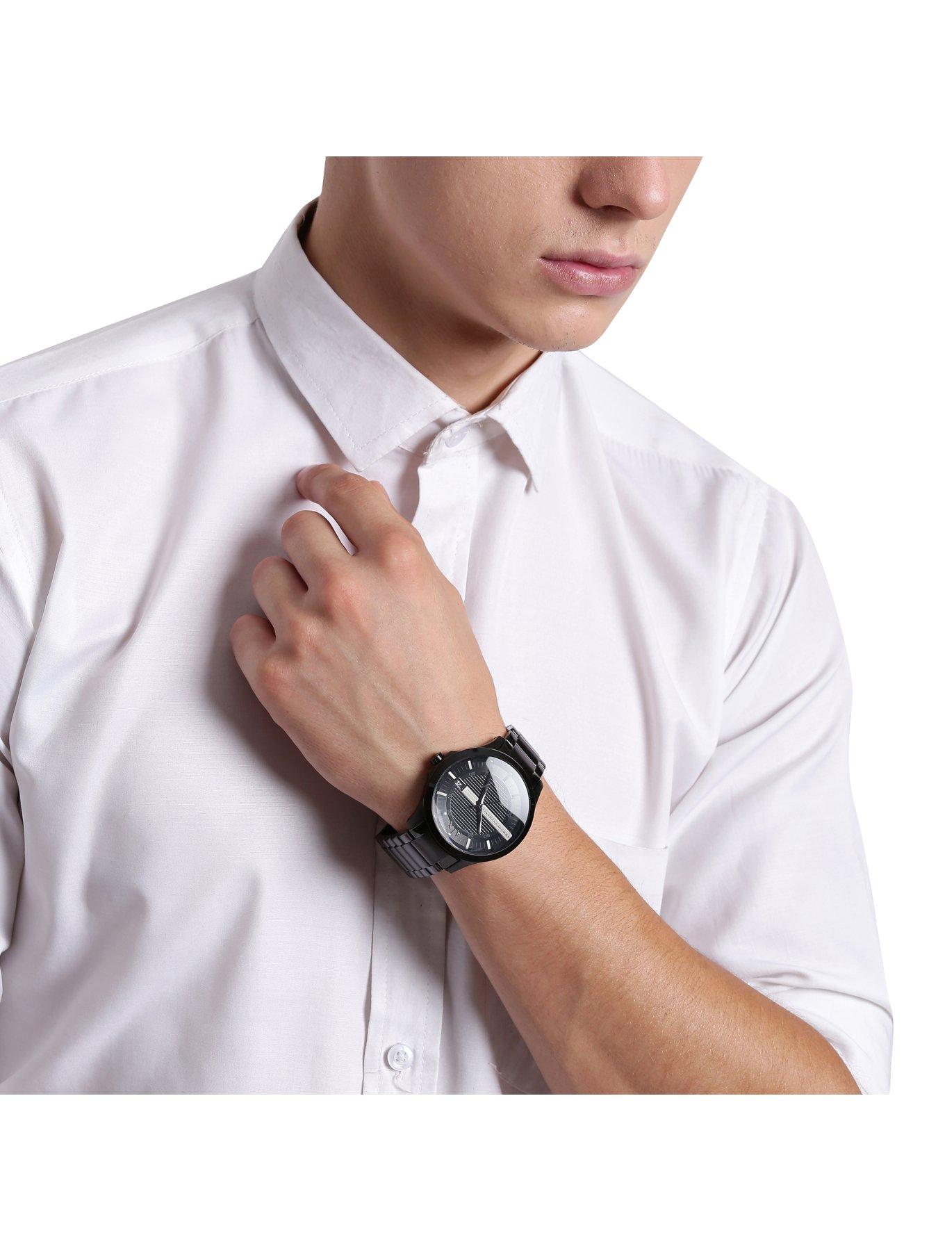 Image 5 of 5 of Armani Exchange Mens Three-Hand Date, Black Stainless Steel Watch, AX2104