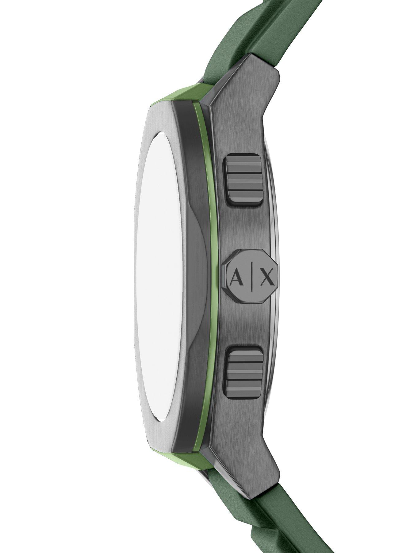 Image 4 of 7 of Armani Exchange Mens Sync Chronograph Green Silicone Watch, AX4292