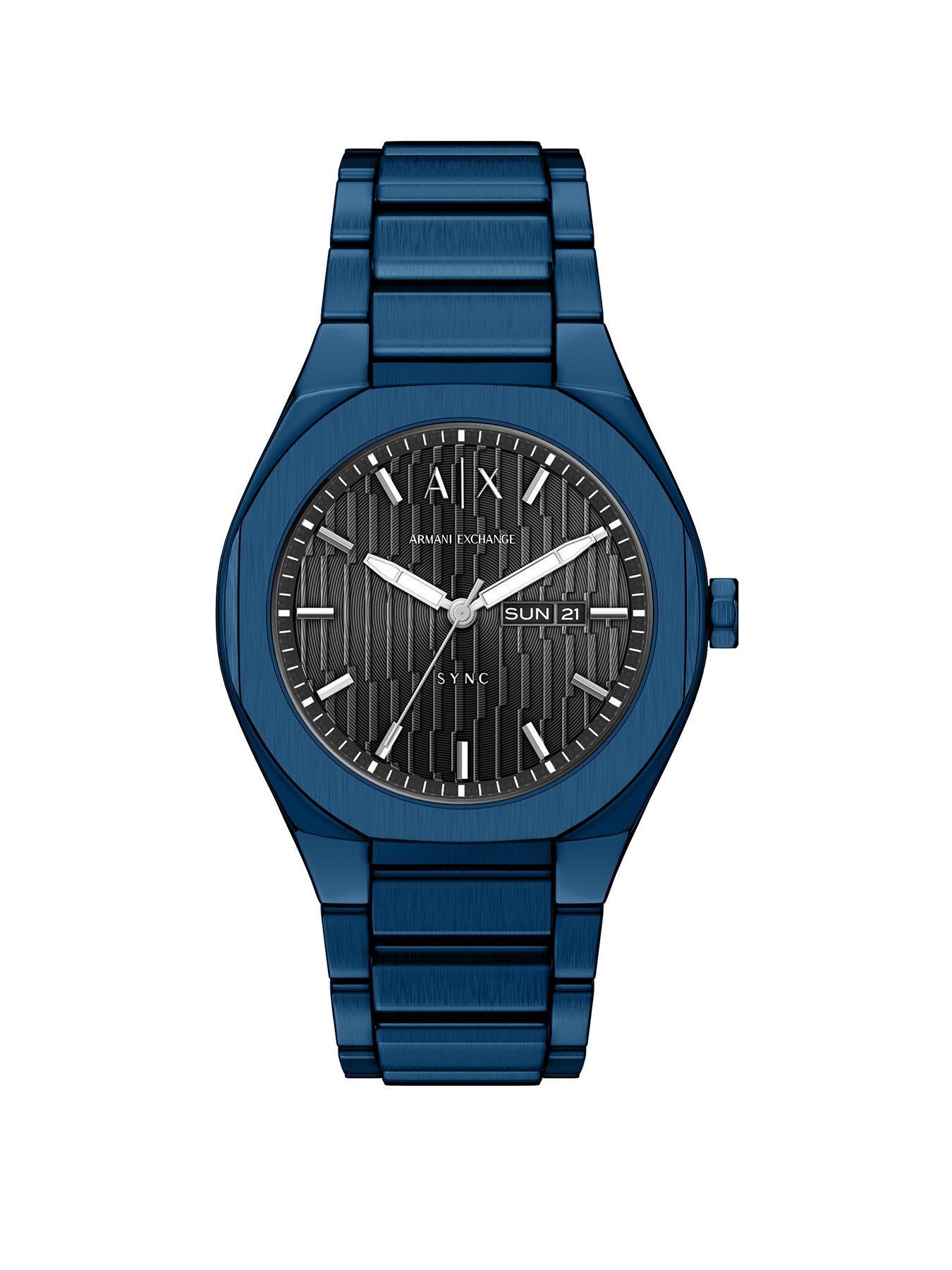 Armani Exchange Armani Exchange Mens Sync Blue Stainless Steel Watch, AX4299