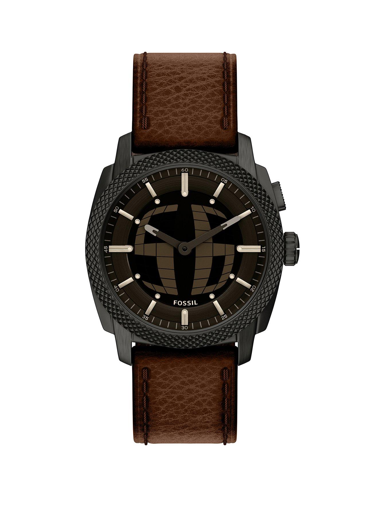 Image 1 of 7 of Fossil Mens Machine Big Tic Brown Leather Watch, FS6165