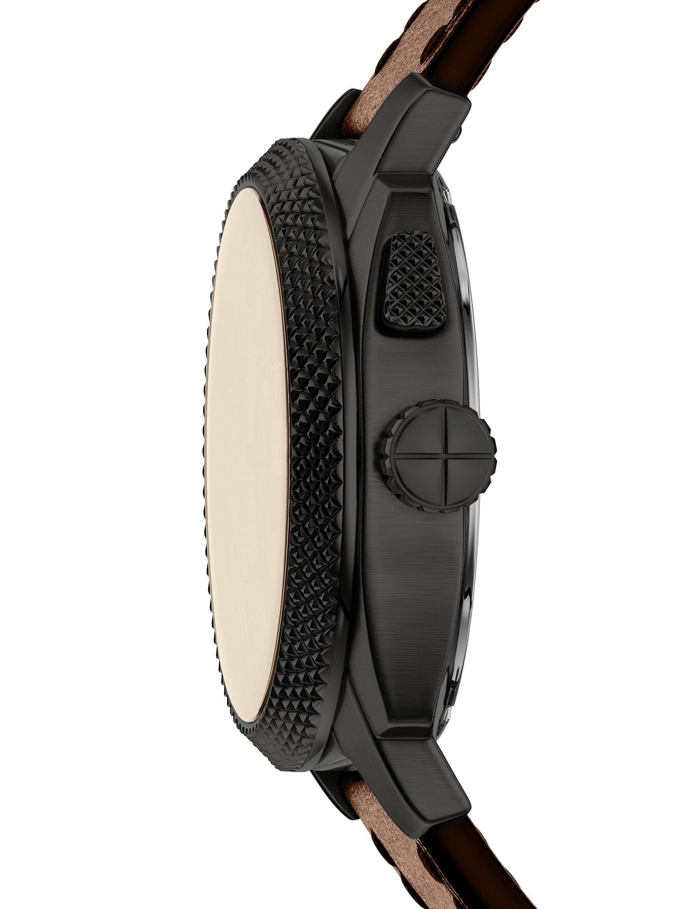 Image 3 of 7 of Fossil Mens Machine Big Tic Brown Leather Watch, FS6165
