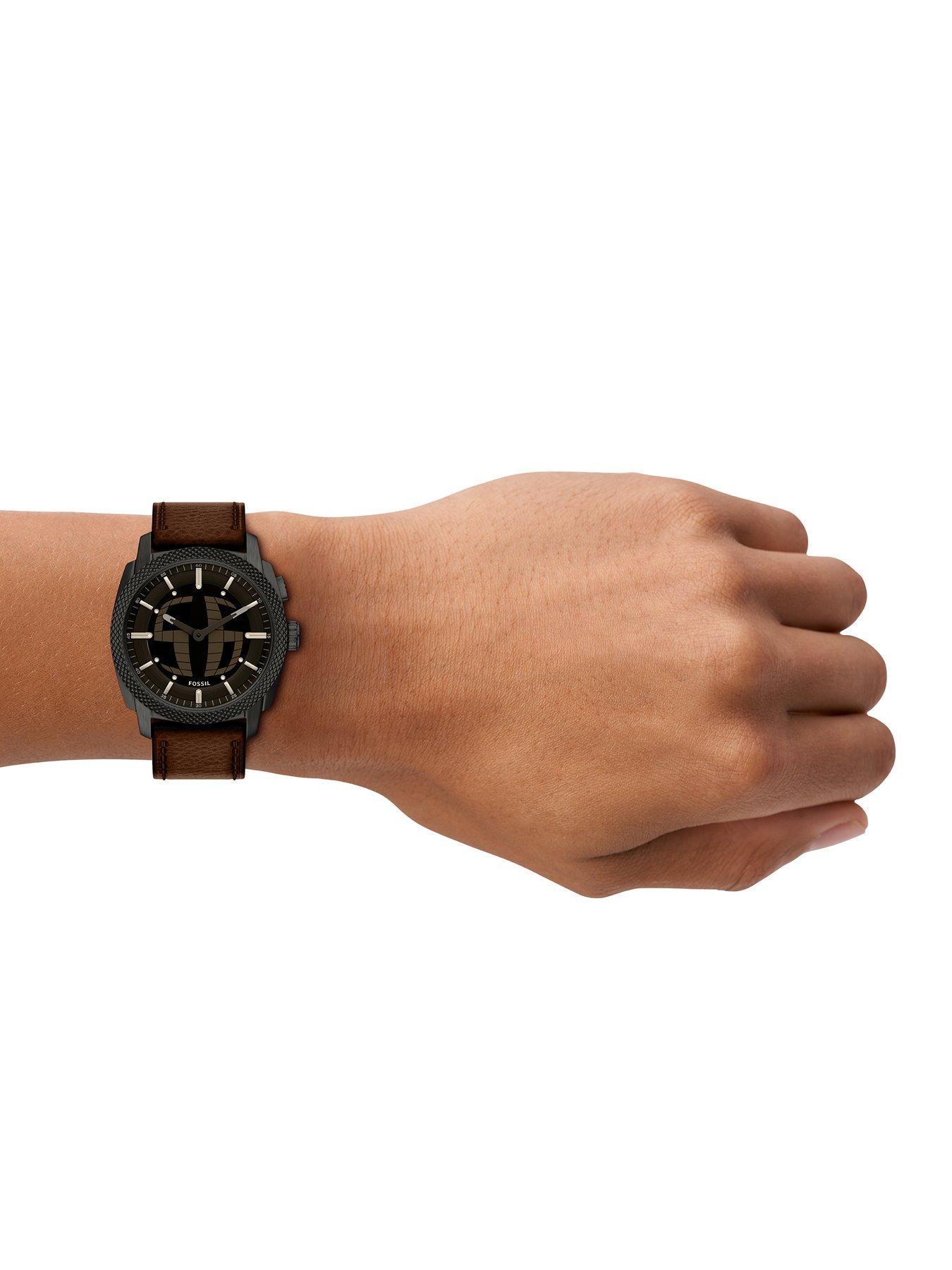 Image 4 of 7 of Fossil Mens Machine Big Tic Brown Leather Watch, FS6165