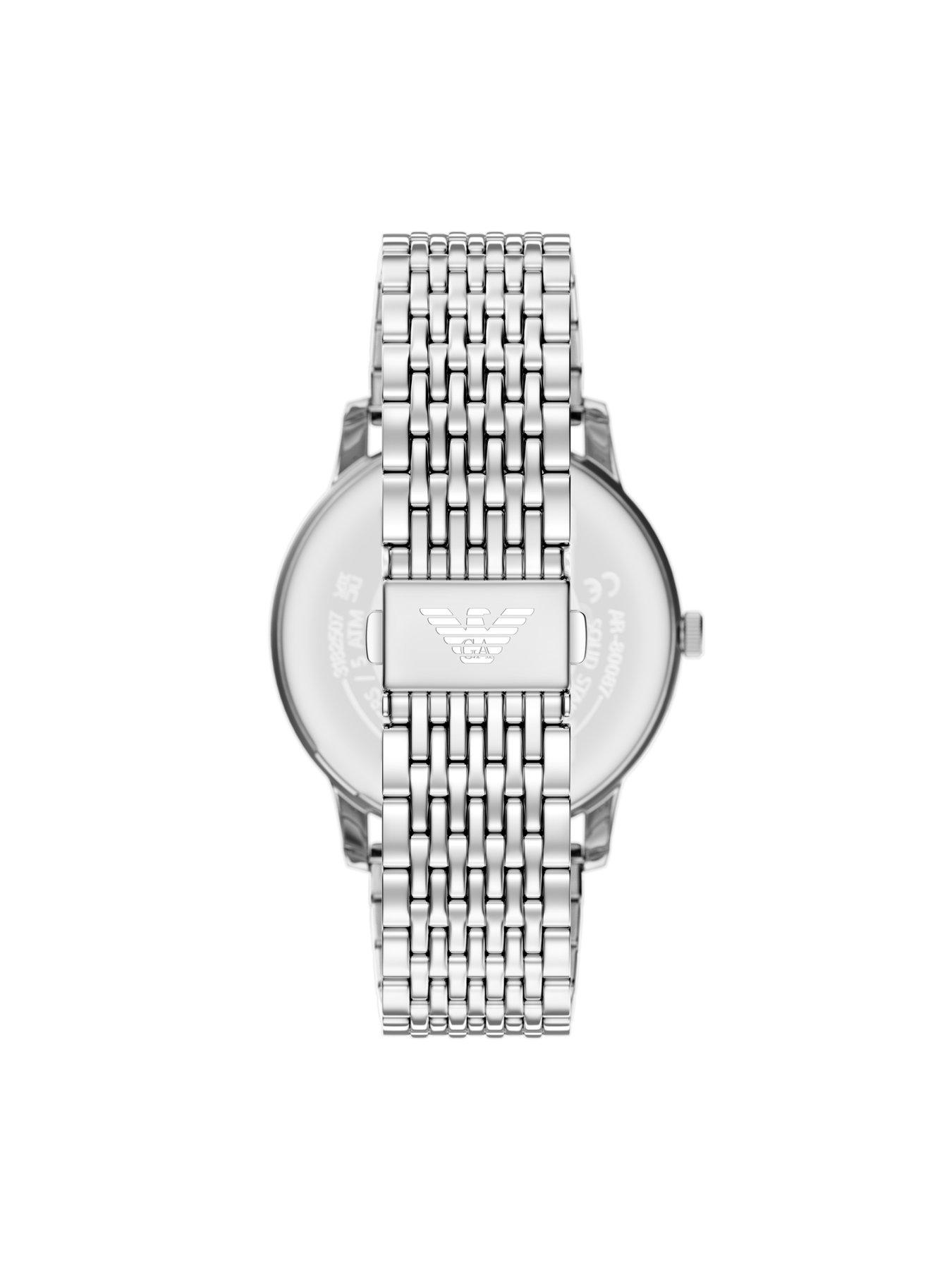Image 4 of 7 of Emporio Armani Mens Three-Hand Date Stainless Steel Watch and Bracelet Set, AR80087SET