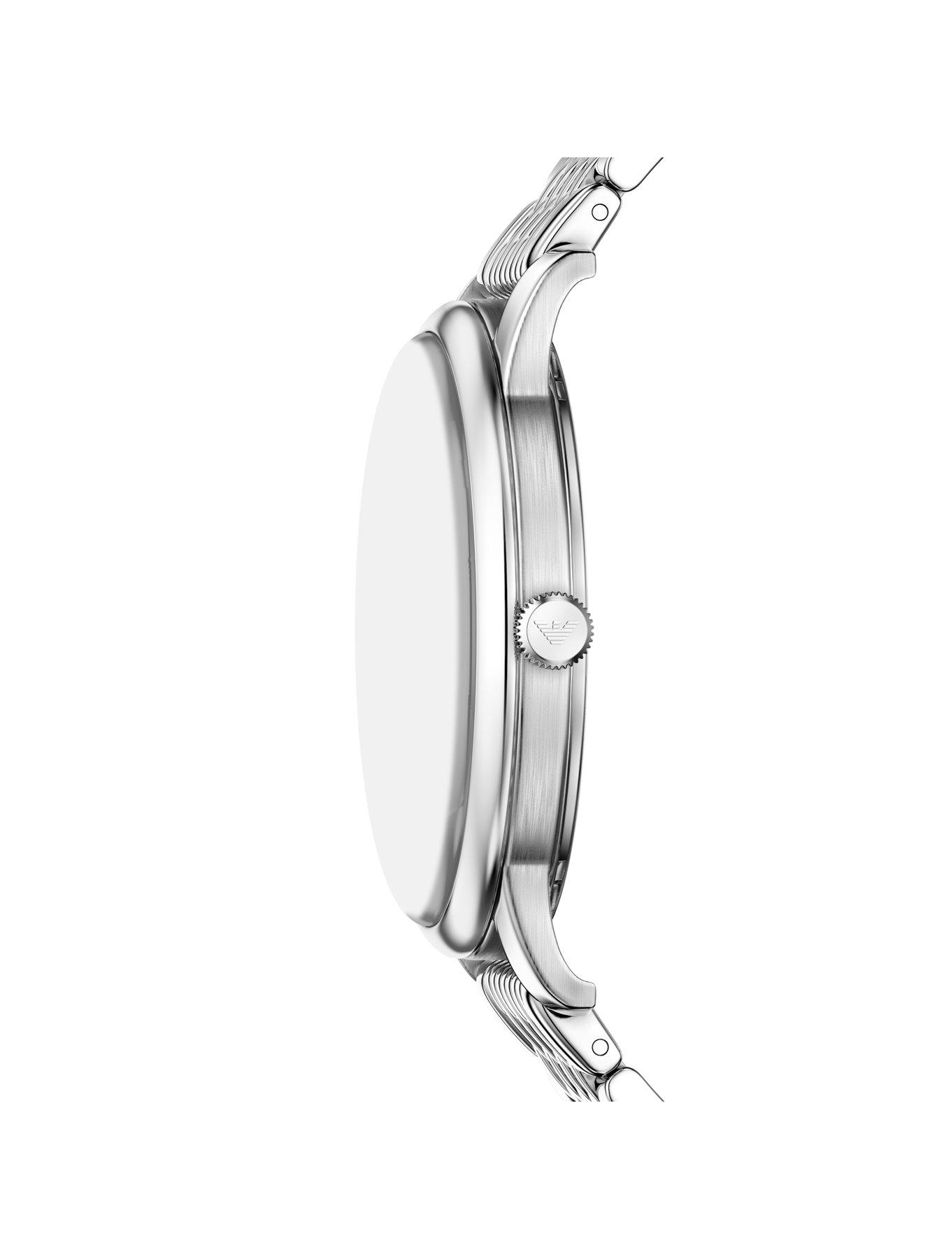 Image 5 of 7 of Emporio Armani Mens Three-Hand Date Stainless Steel Watch and Bracelet Set, AR80087SET