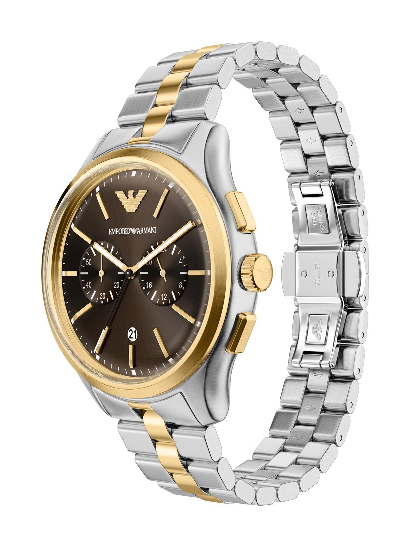 Emporio Armani Mens Chronograph two-Tone Stainless Steel Watch and