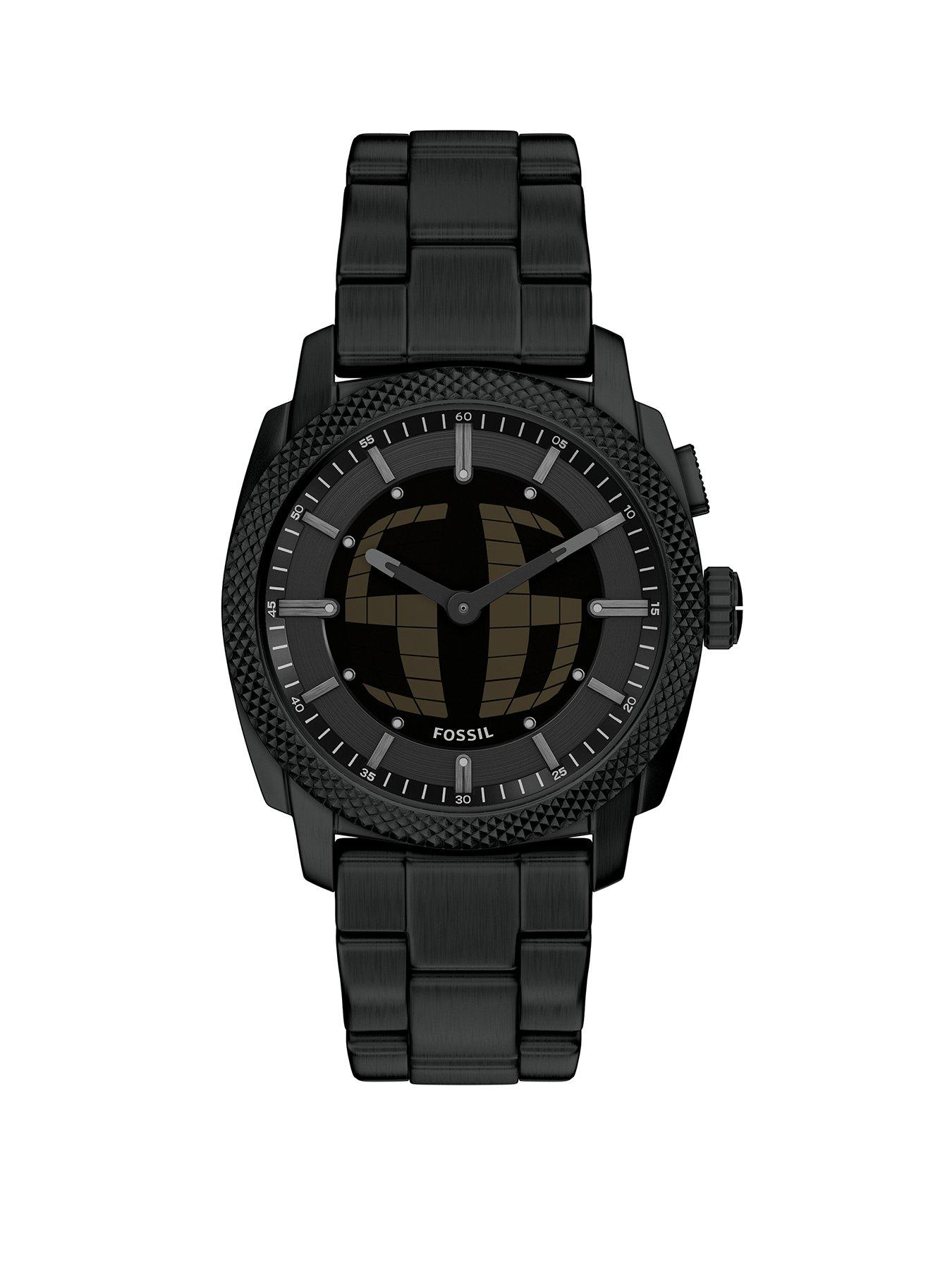 Fossil Mens Machine Big Tic Black Stainless Steel Watch, FS6156