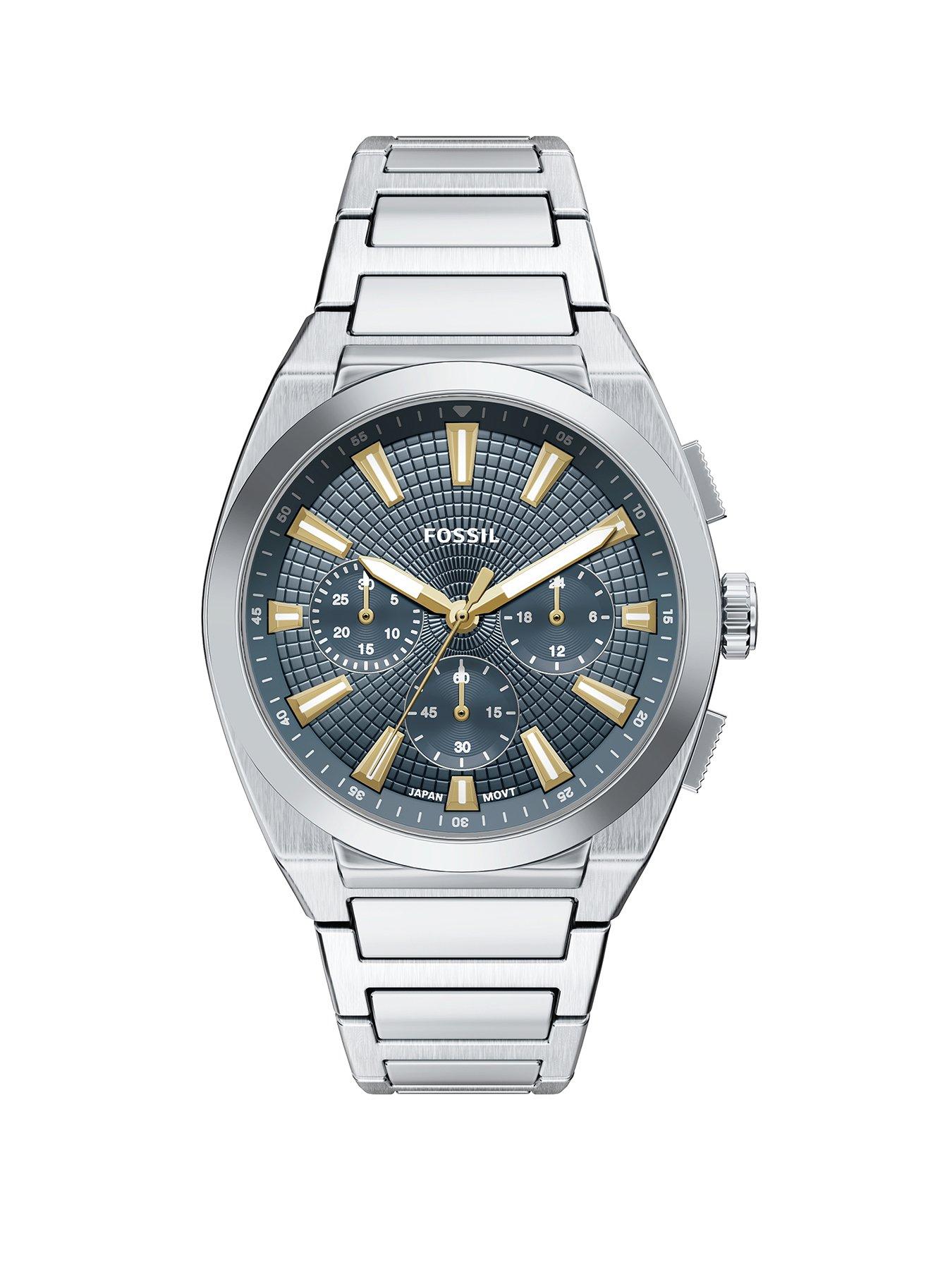 Fossil Fossil Mens Everett Chronograph Stainless Steel Watch, FS6154