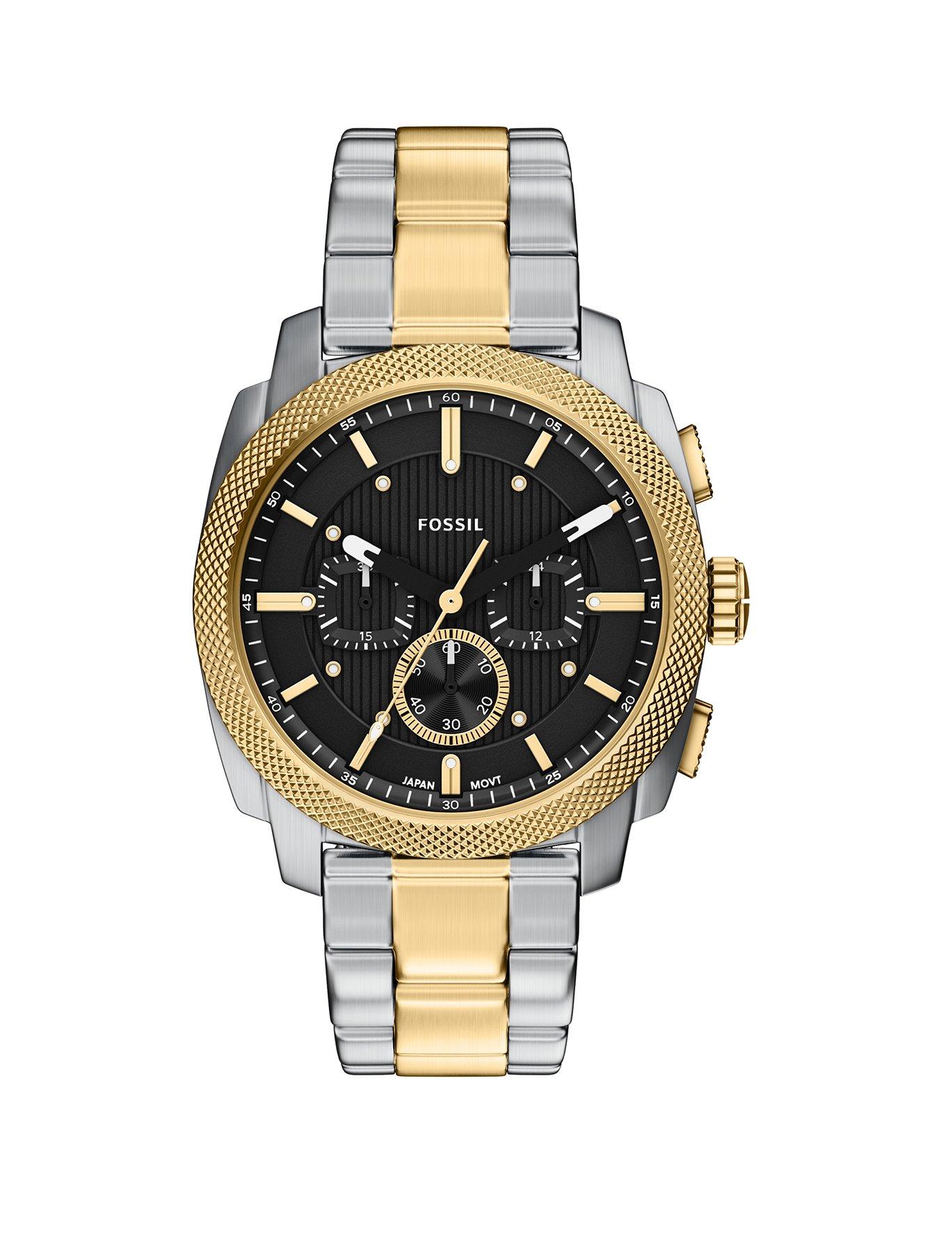 Fossil Mens Machine Chronograph Two-Tone Stainless Steel Watch, FS6159