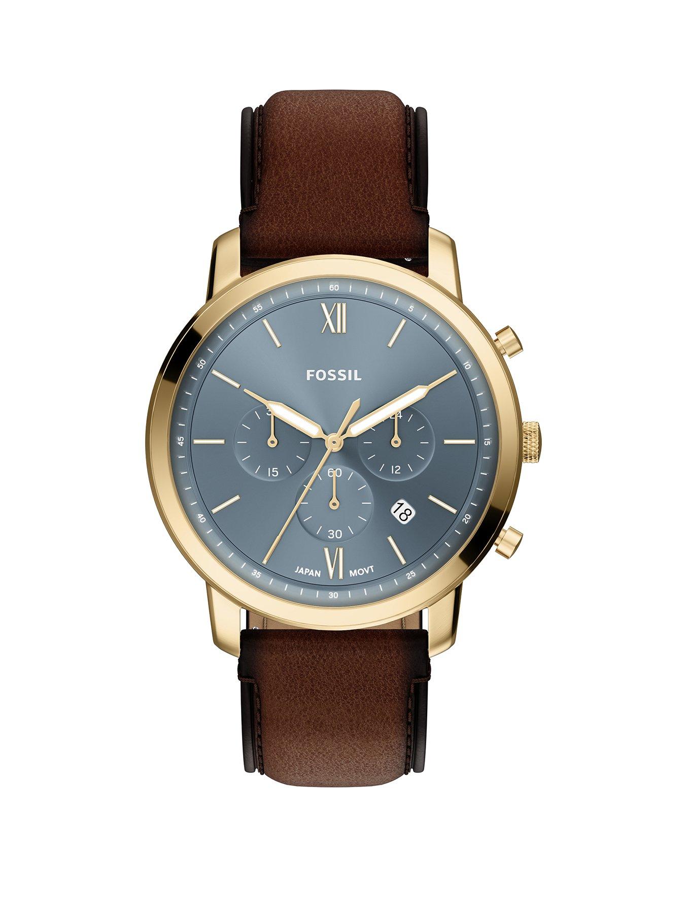 Fossil Mens Neutra Chronograph Brown Leather Watch, FS6162