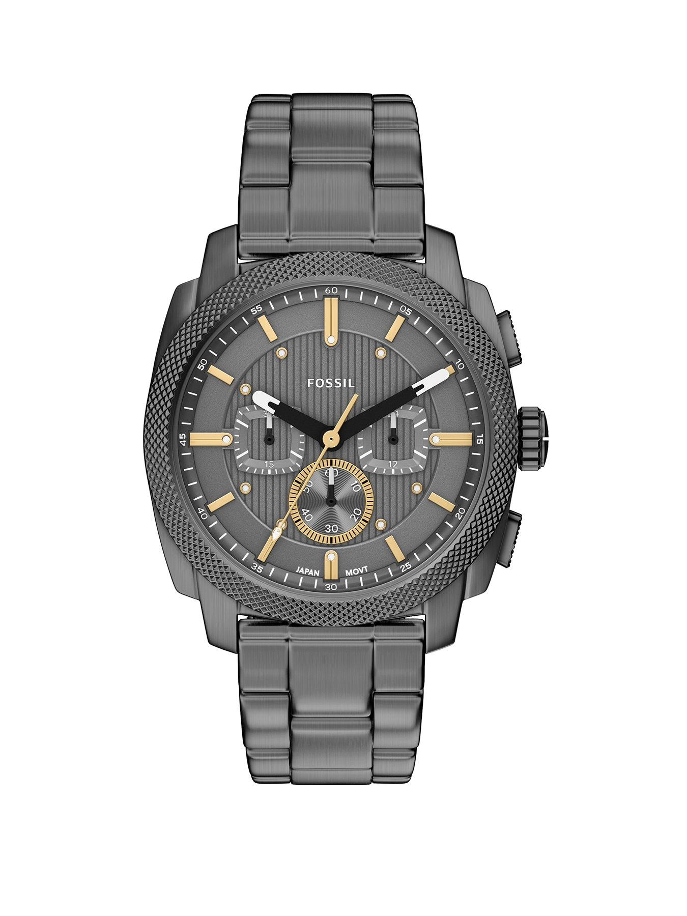 Fossil Fossil Mens Machine Chronograph Smoke Stainless Steel Watch, FS6160