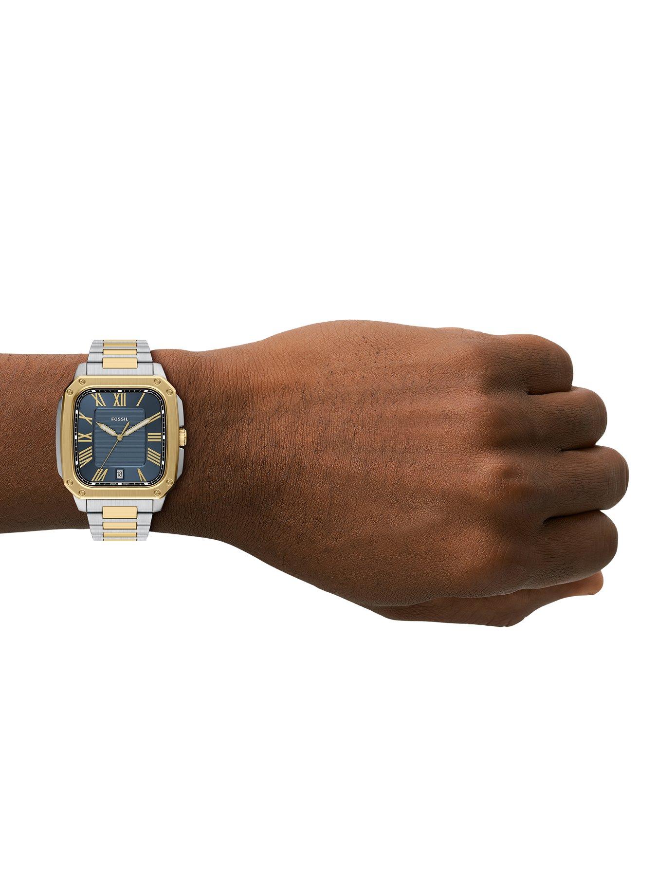 Image 4 of 7 of Fossil Mens Crosby Three-Hand Date Two-Tone Stainless Steel Watch, FS6161