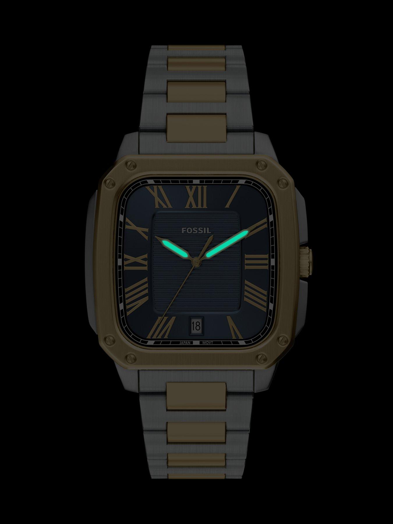 Image 5 of 7 of Fossil Mens Crosby Three-Hand Date Two-Tone Stainless Steel Watch, FS6161