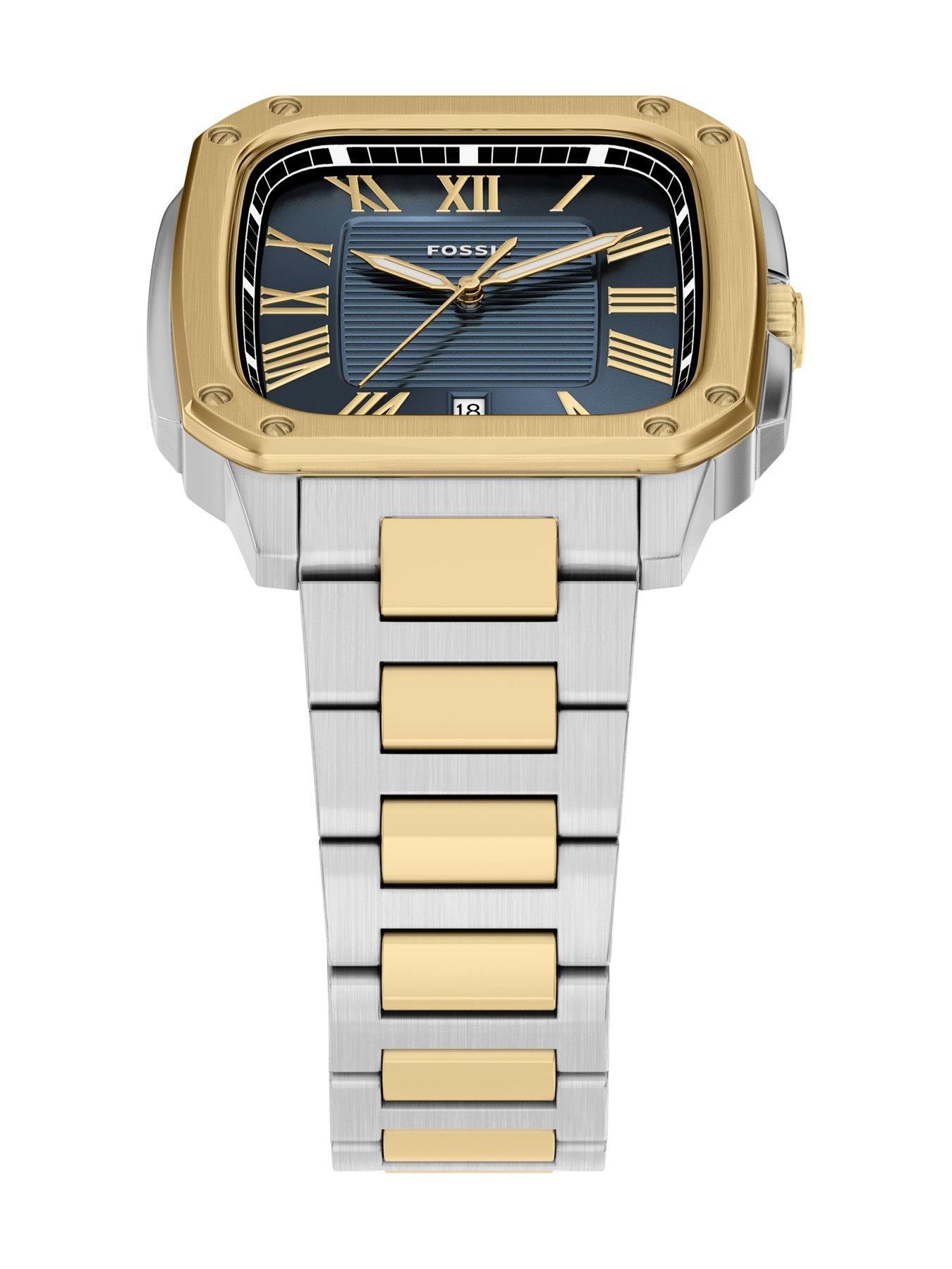 Image 6 of 7 of Fossil Mens Crosby Three-Hand Date Two-Tone Stainless Steel Watch, FS6161