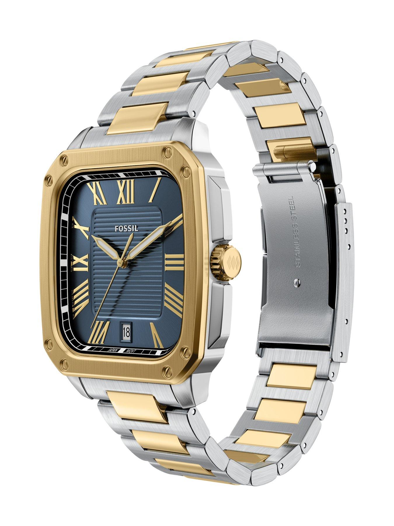 Image 7 of 7 of Fossil Mens Crosby Three-Hand Date Two-Tone Stainless Steel Watch, FS6161