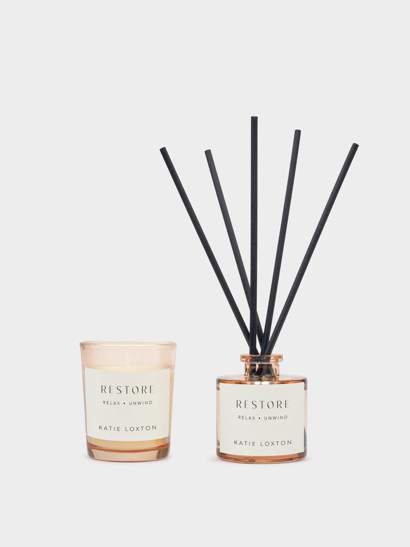 Image 2 of 5 of Katie Loxton MINI VOTIVE AND MINI REED DIFFUSER GIFT SET |  UNWIND & RESTORE | Fresh Fig & Wild Freesia | 12.7cm x 19.7cm x 6cm