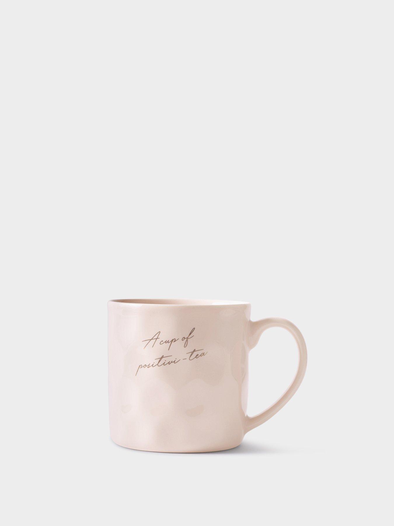 Image 2 of 5 of Katie Loxton DAPPLED CERAMIC MUG , A CUP OF POSITIVI-TEA , Light Pink , 9.7cm x 9.8cm x 8cm
