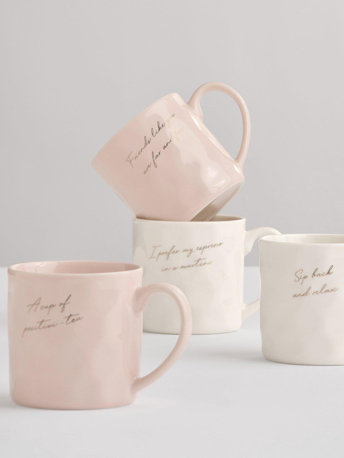 Image 4 of 5 of Katie Loxton DAPPLED CERAMIC MUG , A CUP OF POSITIVI-TEA , Light Pink , 9.7cm x 9.8cm x 8cm