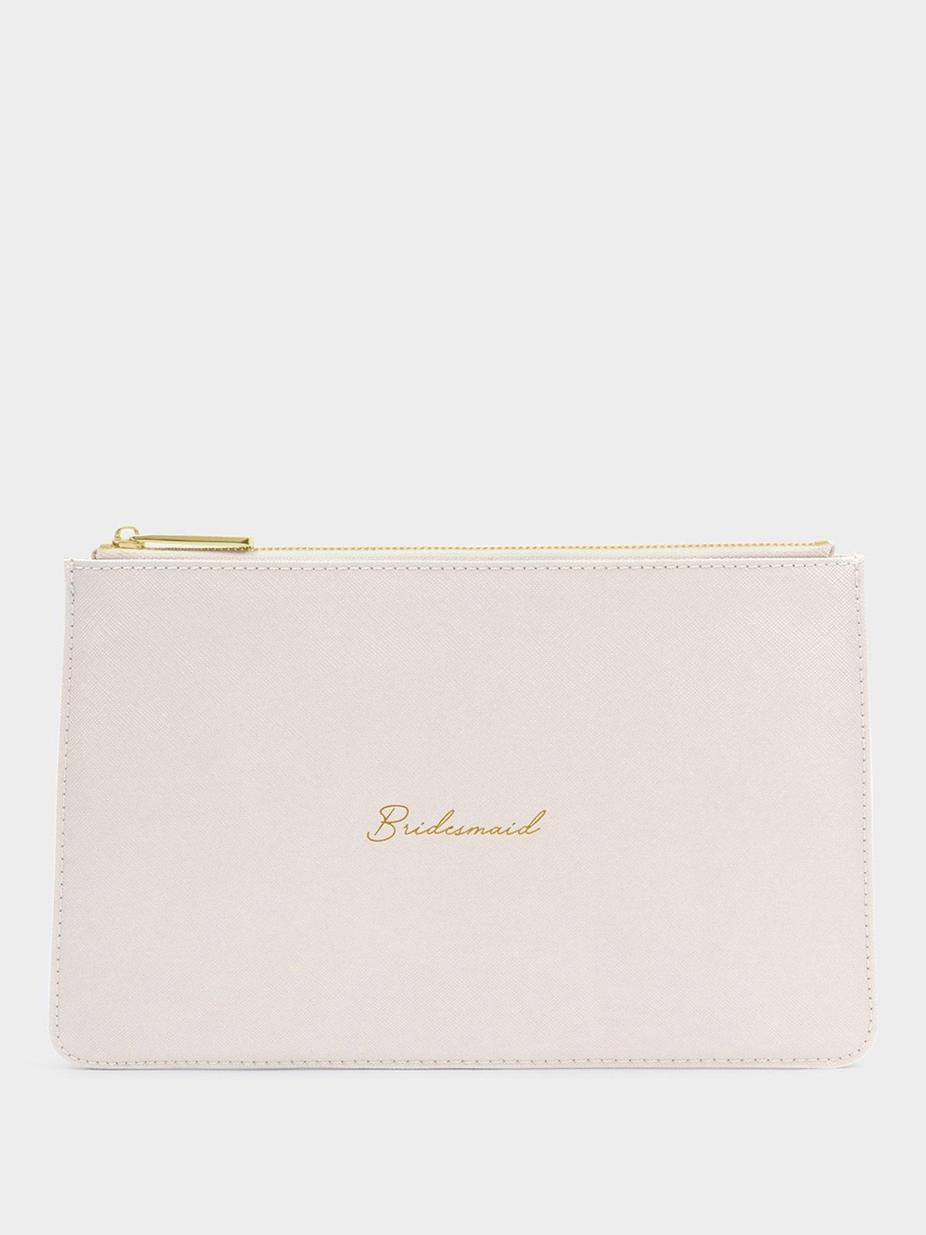 Image 1 of 4 of Katie Loxton Bridal Sentiment Pouch, Bridesmaid -&nbsp;Pearlescent White, 16&nbsp;x 26 x 1cm