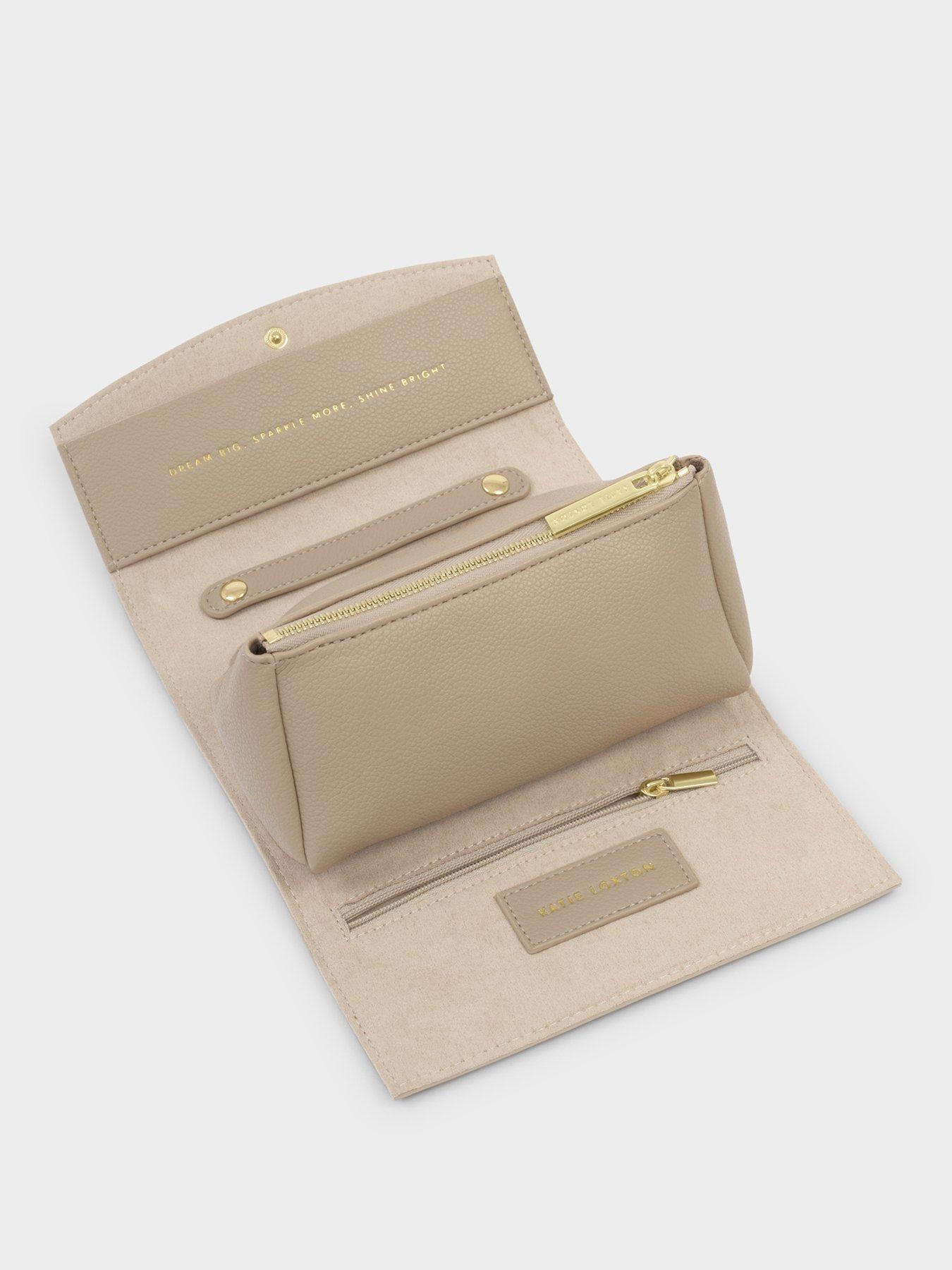 Katie Loxton TRAVEL JEWELLERY AND ACCESSORIES ORGANISER , DREAM BIG , Light Taupe , 8cm x 18cm x 8cm