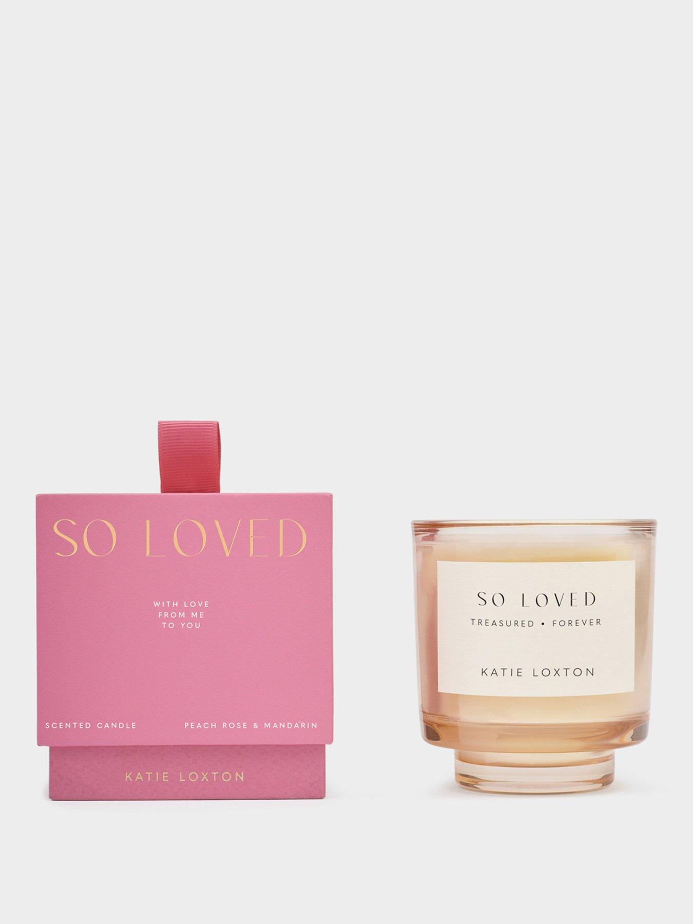 Katie Loxton SENTIMENT CANDLE | SO LOVED | Peach Rose and Sweet Mandarin | 8.5cm x 7.5cm x 5.1cm