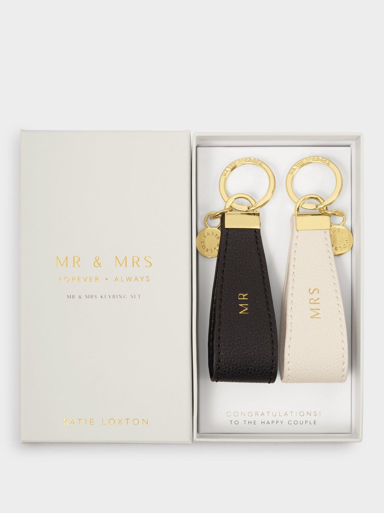 Katie Loxton MR & MRS BOXED KEYRING , Off White , 9.5cm x 1.6cm