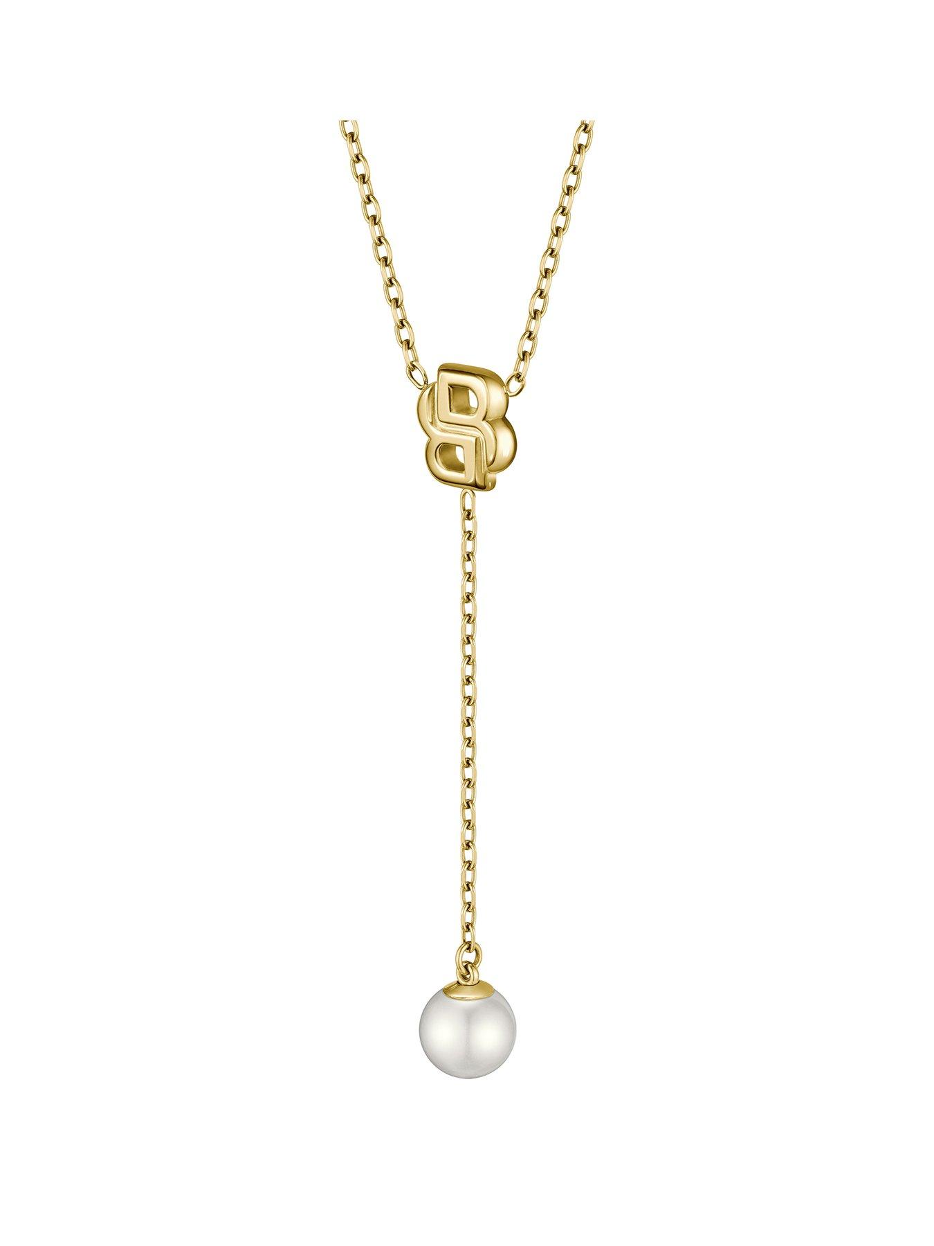 Image 1 of 7 of BOSS Ladies Double B Mirelle Gold IP and Pearl Necklace