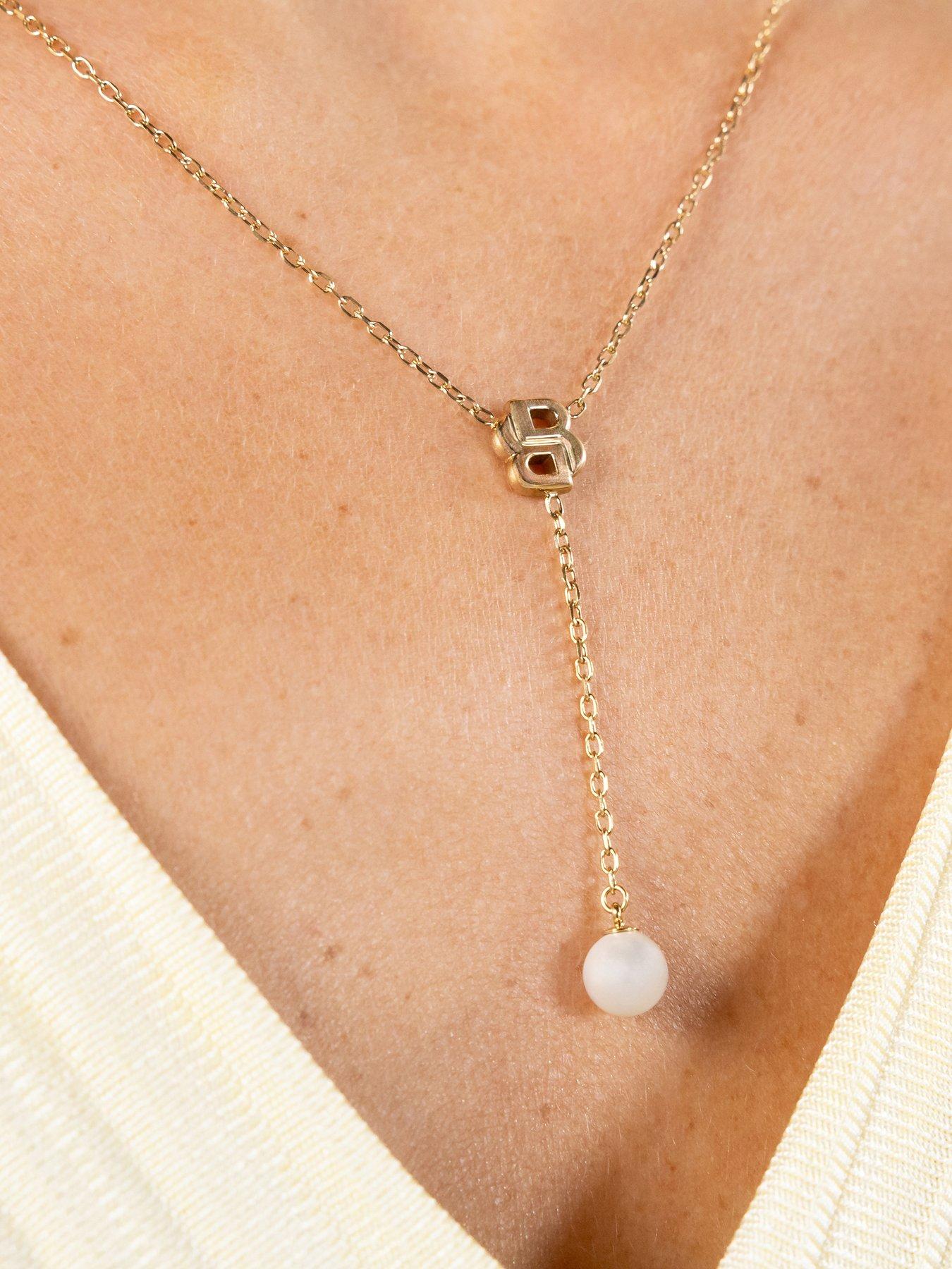 Image 5 of 7 of BOSS Ladies Double B Mirelle Gold IP and Pearl Necklace