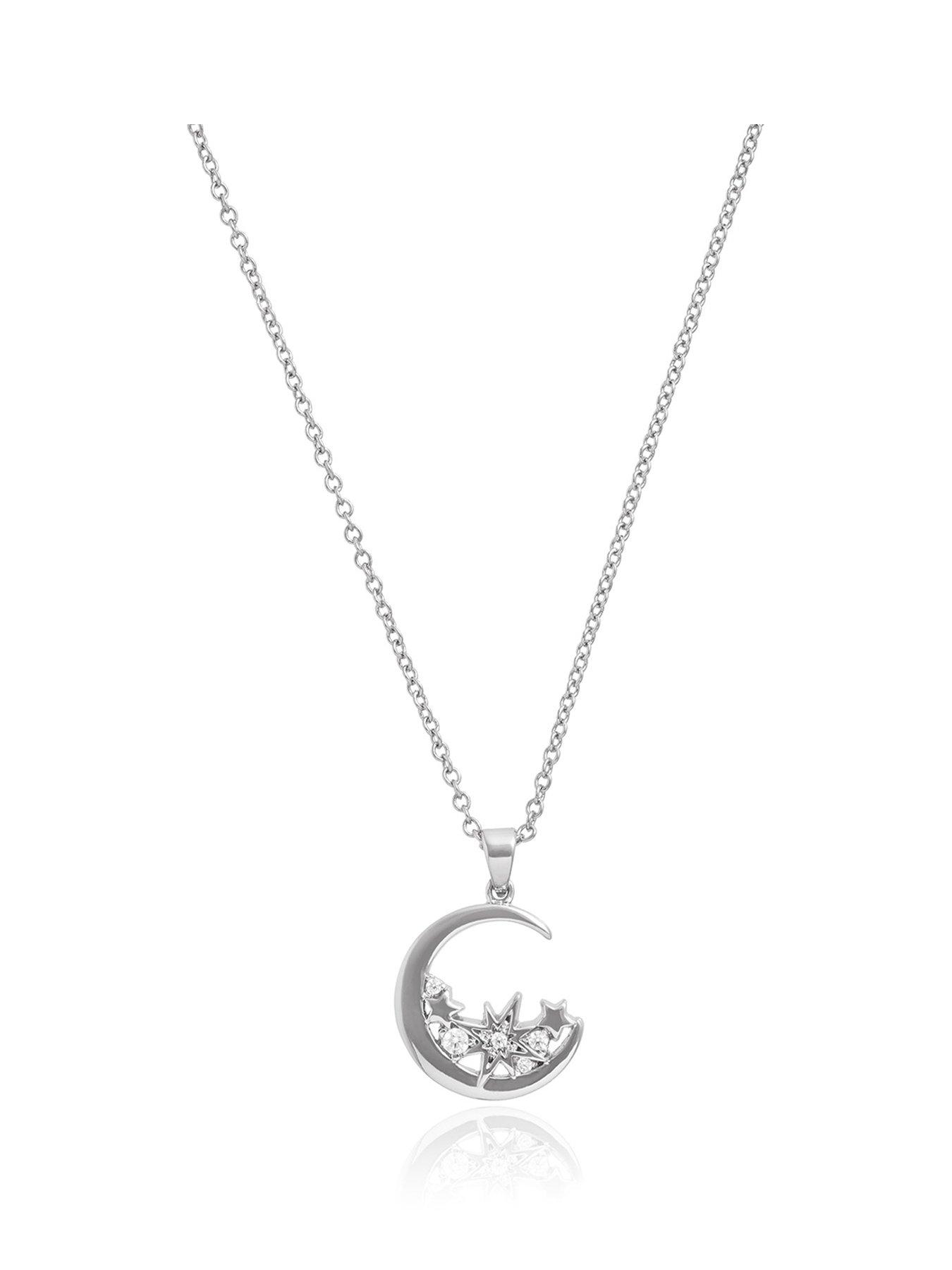 Olivia Burton Celestial Cluster Moon Necklace Silver