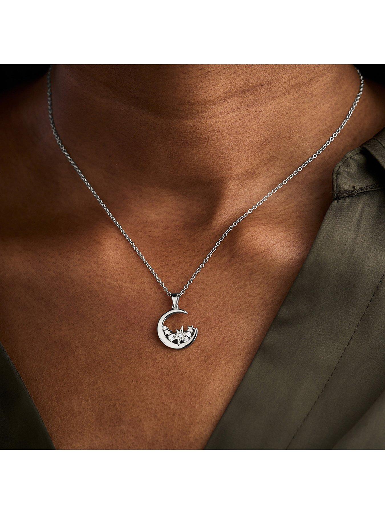  image of olivia-burton-celestial-cluster-moon-necklace-silver