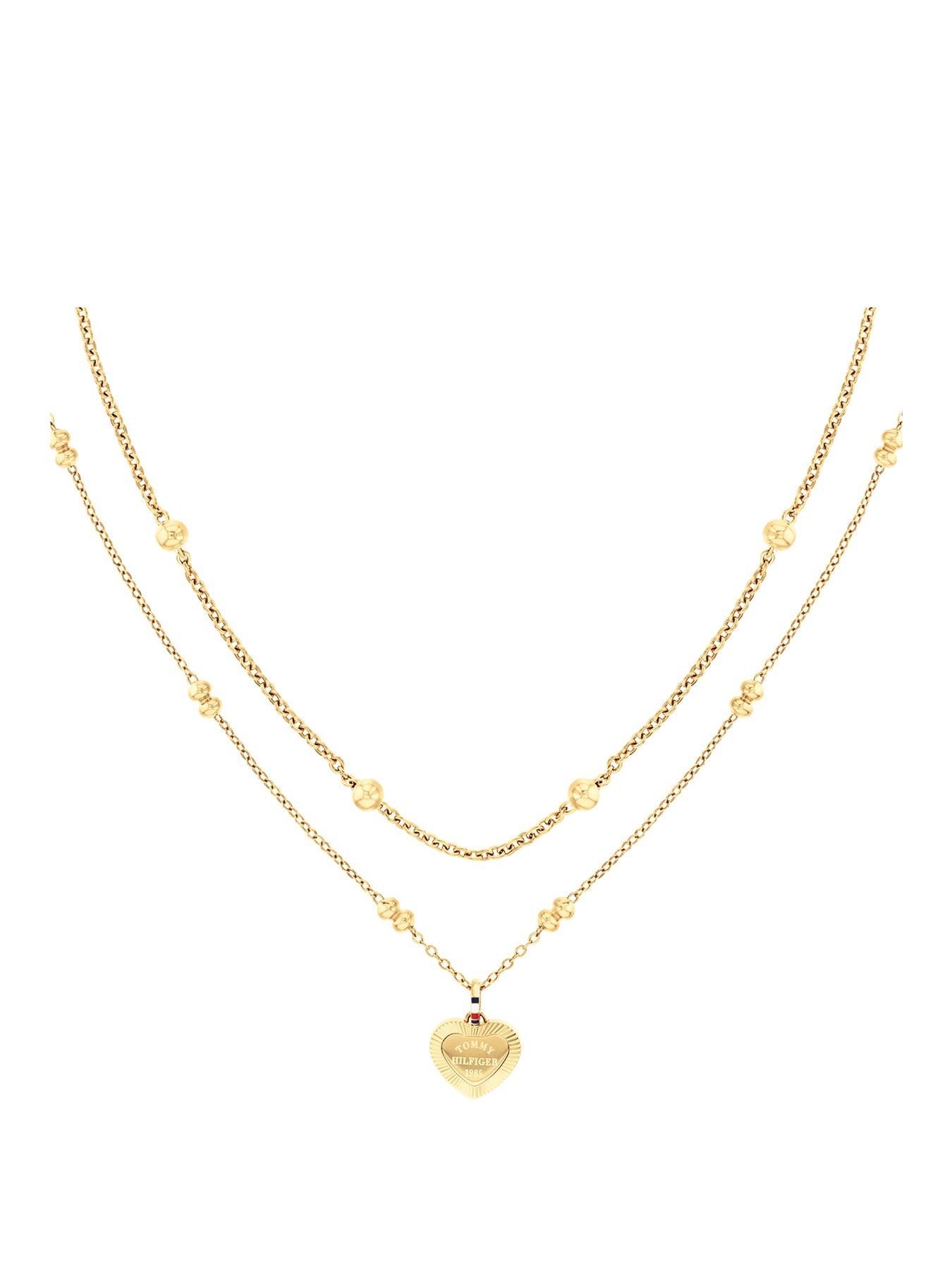 Tommy Hilfiger Womens Gold Plated Layered Chain Necklace