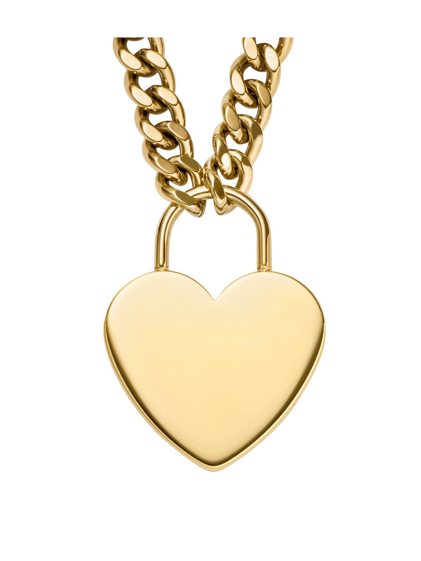 Fossil Fossil Womens Sutton Gold-Tone Stainless Steel Heart Necklace, JF04958710