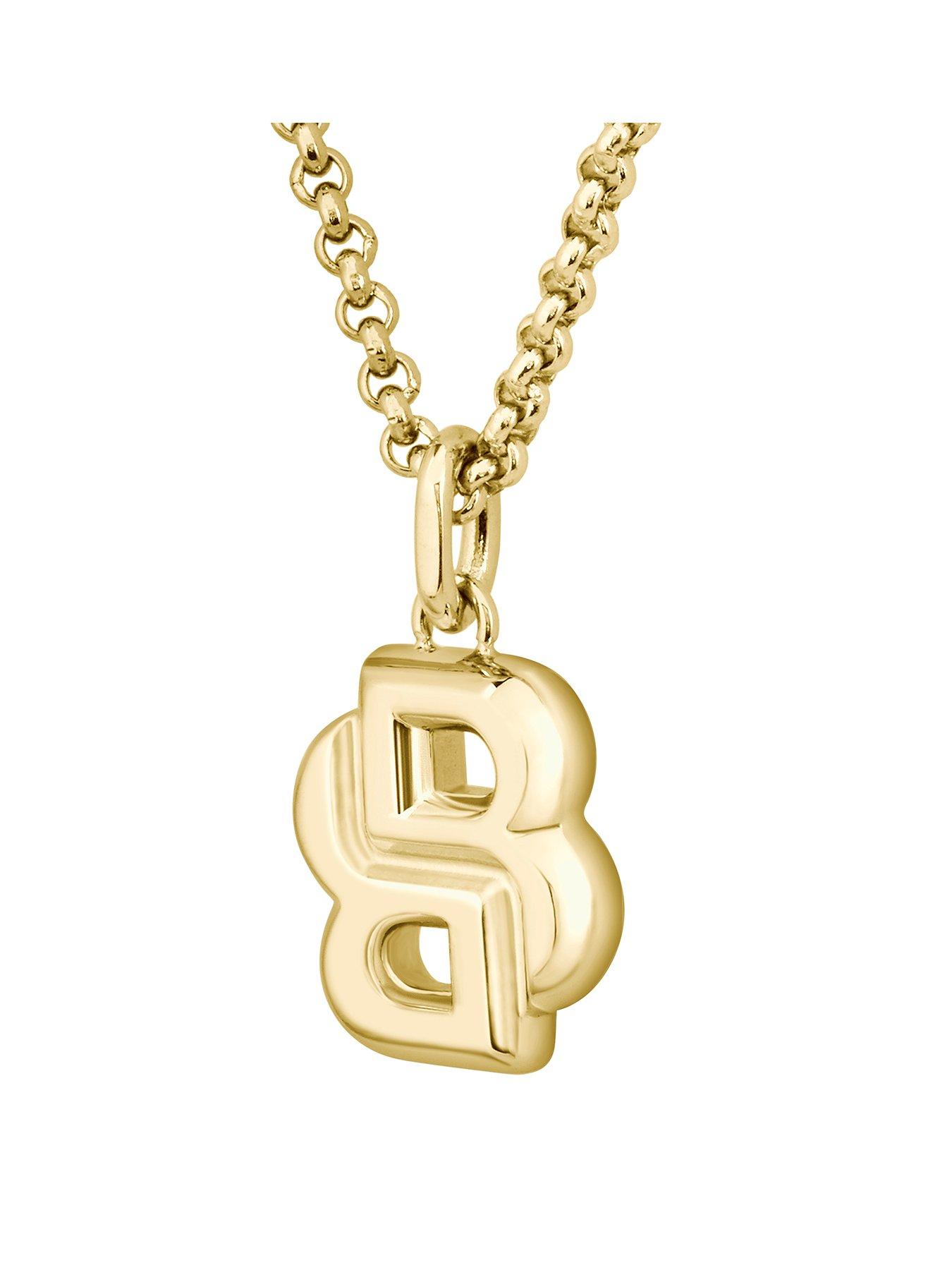 BOSS Ladies Double B Petit Light Yellow Gold IP Necklace