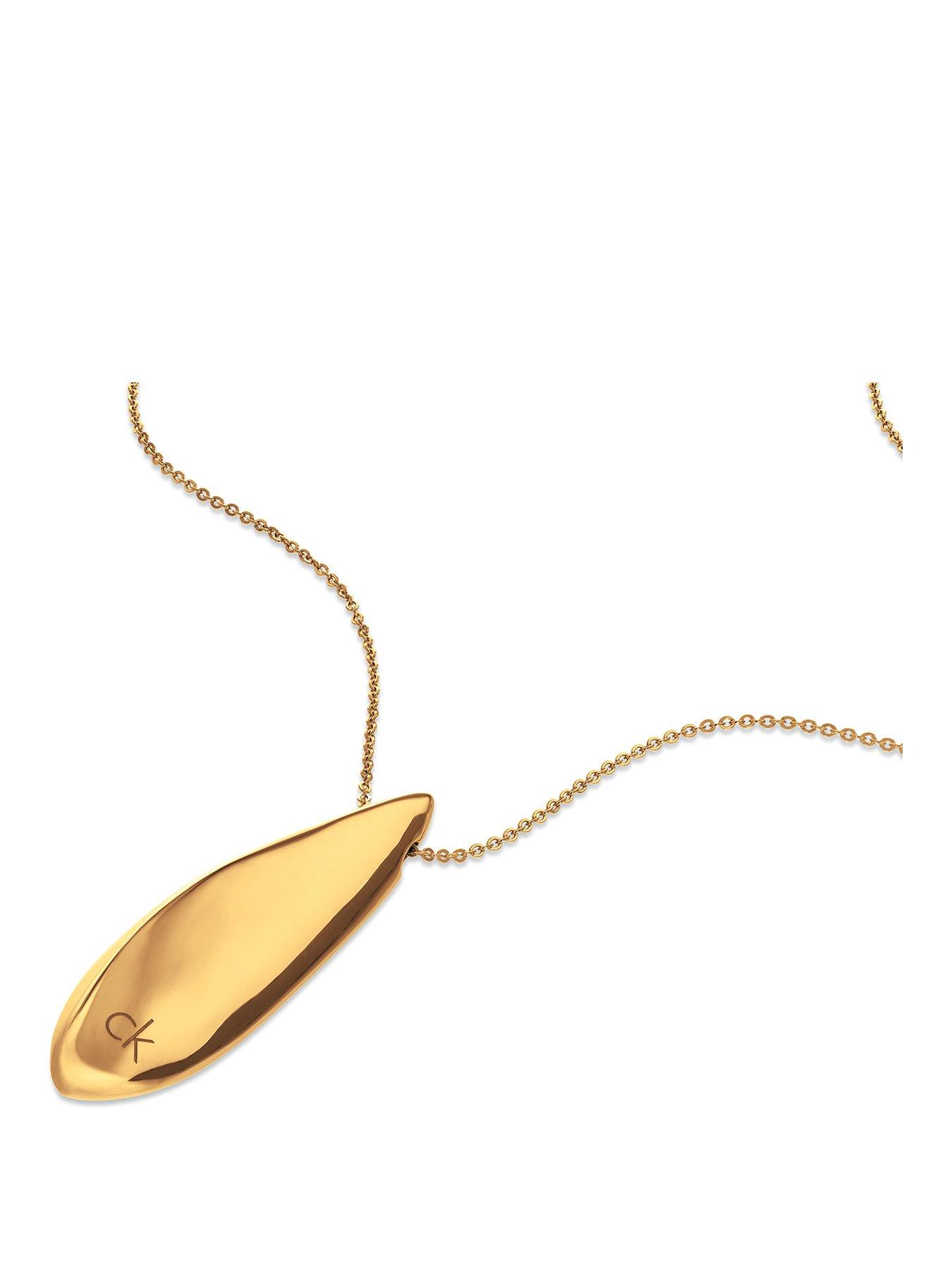 Calvin Klein Womens CK Sculpted Gold Plated Necklace