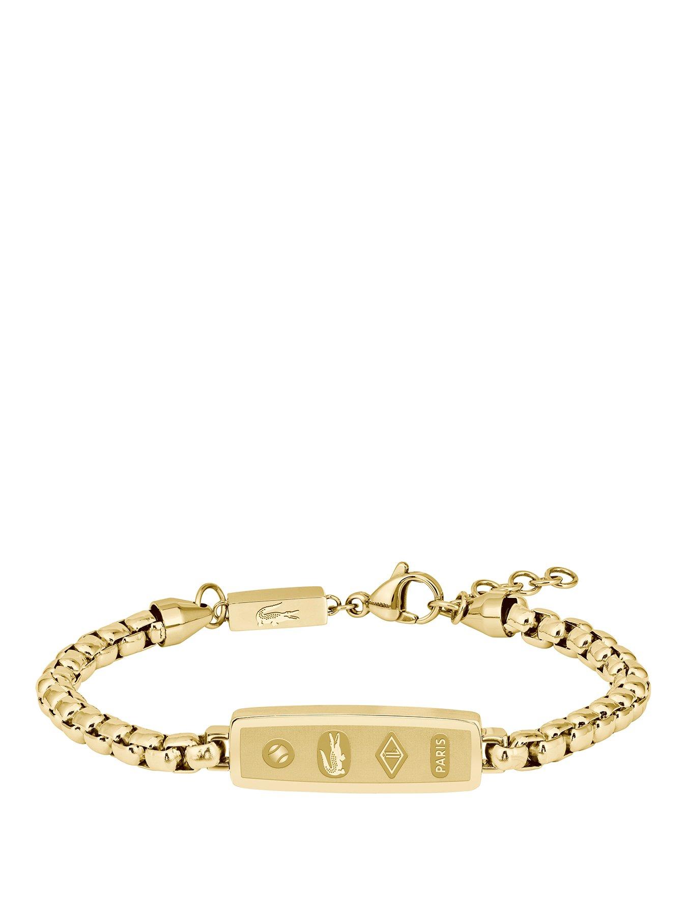 Image 1 of 6 of Lacoste Mens District Gold IP Reversible Pendant Bracelet