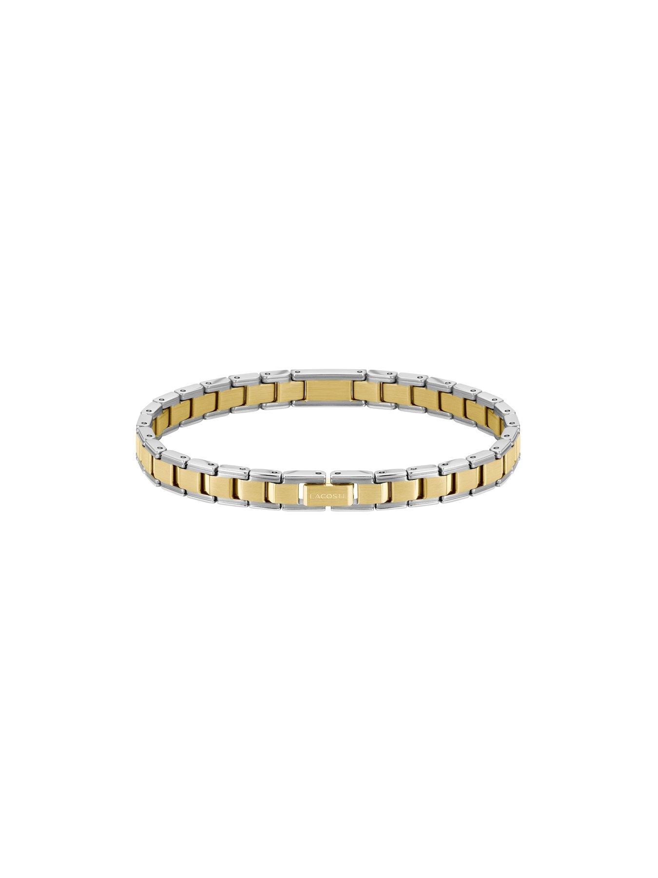 Image 3 of 7 of Lacoste Mens Metropole Edge Two Tone Stainless Steel and Gold IP Link Bracelet