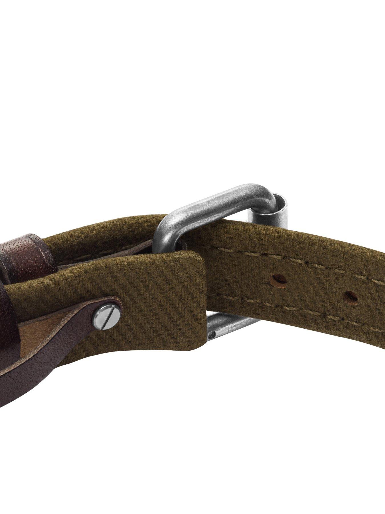 Image 2 of 5 of Fossil Mens Everett Colour Pop Green And Brown Leather Strap Bracelet, JA7315998