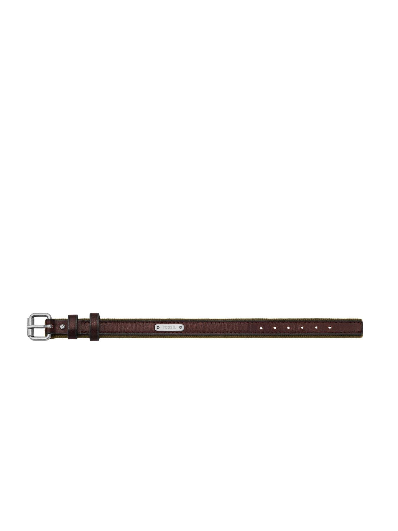 Image 4 of 5 of Fossil Mens Everett Colour Pop Green And Brown Leather Strap Bracelet, JA7315998