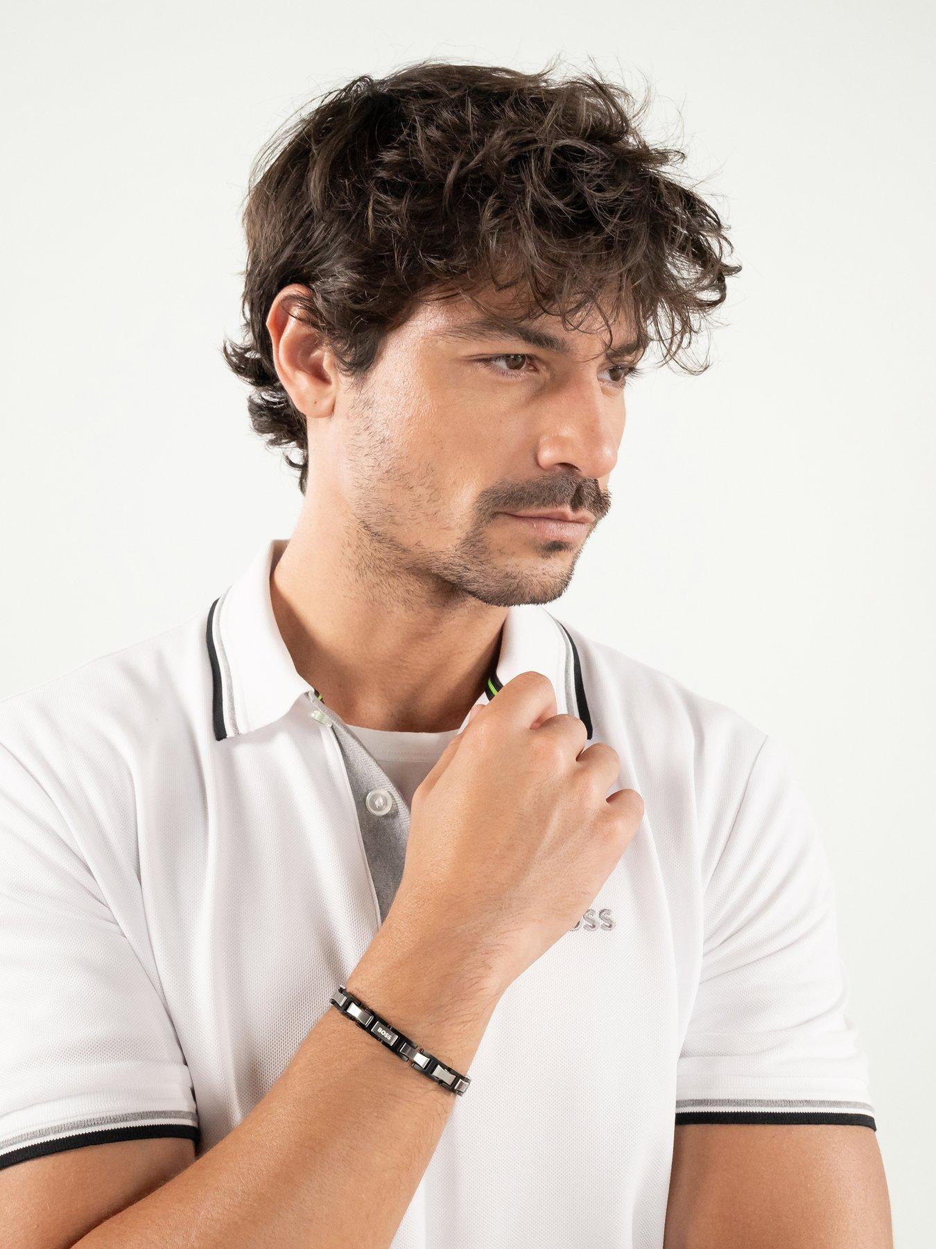 Image 5 of 7 of BOSS Gents Nolan Two Tone Black IP and Stainless Steel Bracelet