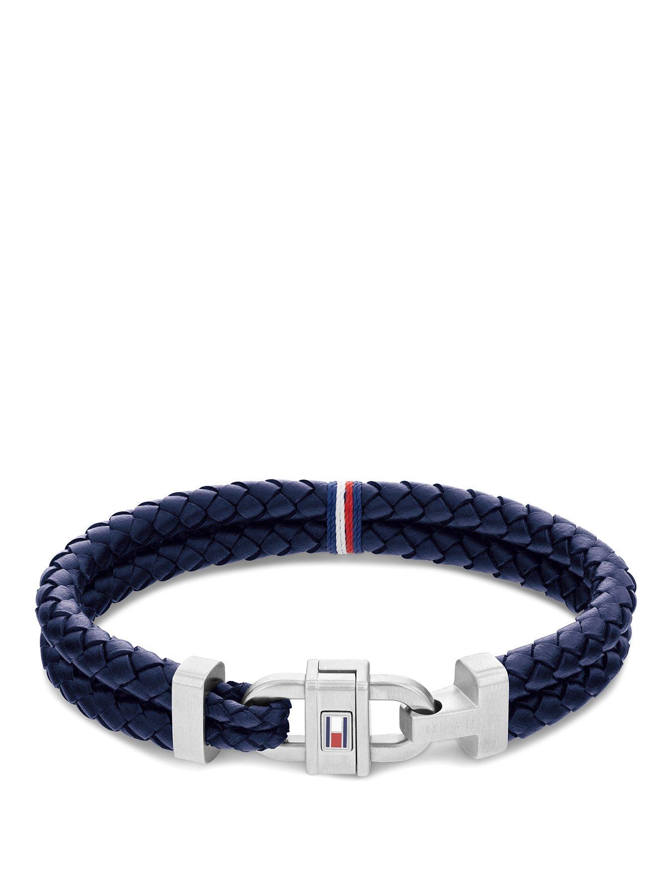 Tommy Hilfiger Mens Navy Braided Rope Bracelet