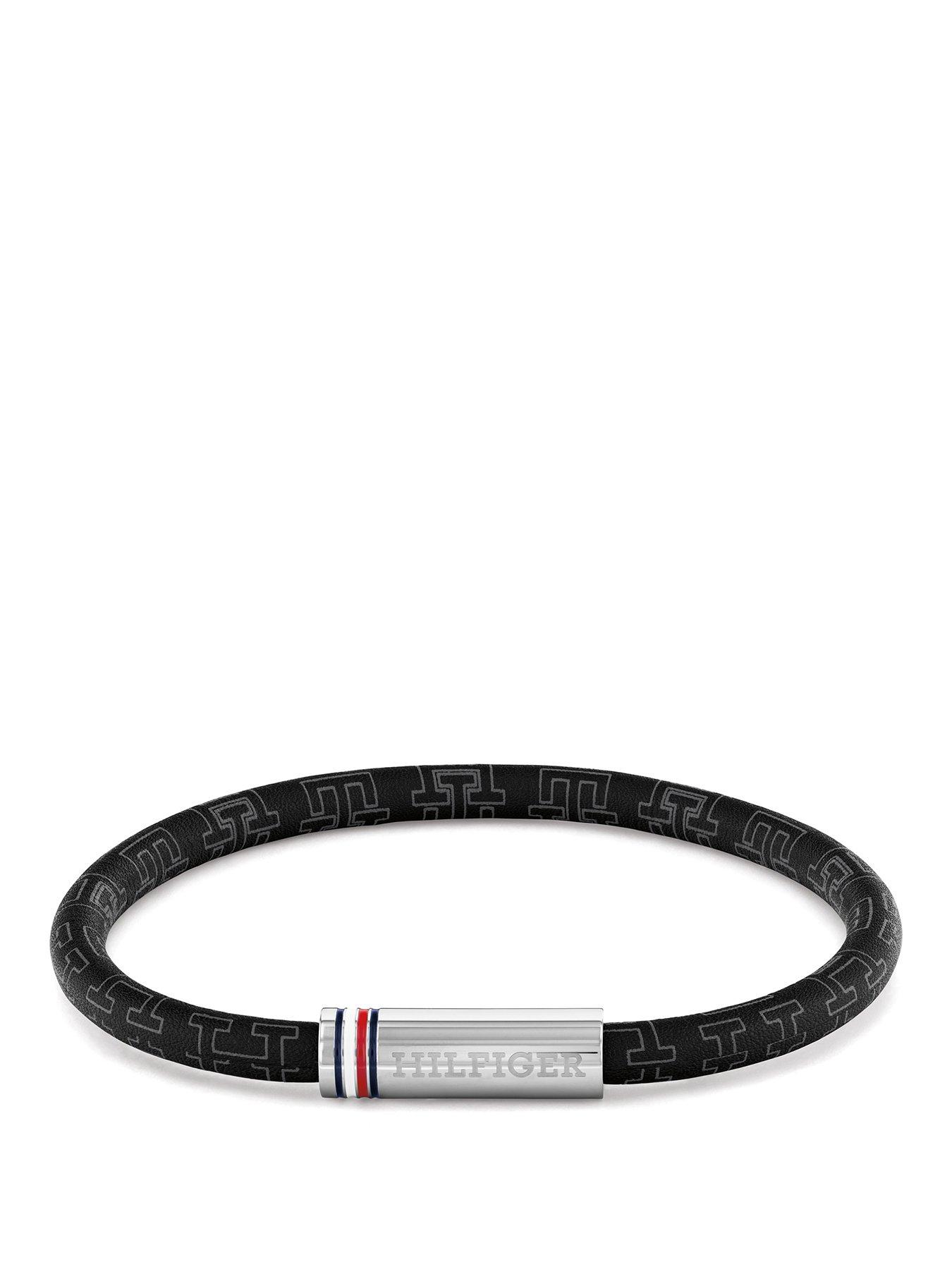 Image 1 of 5 of Tommy Hilfiger Men's Black Cord Leather Bracelet