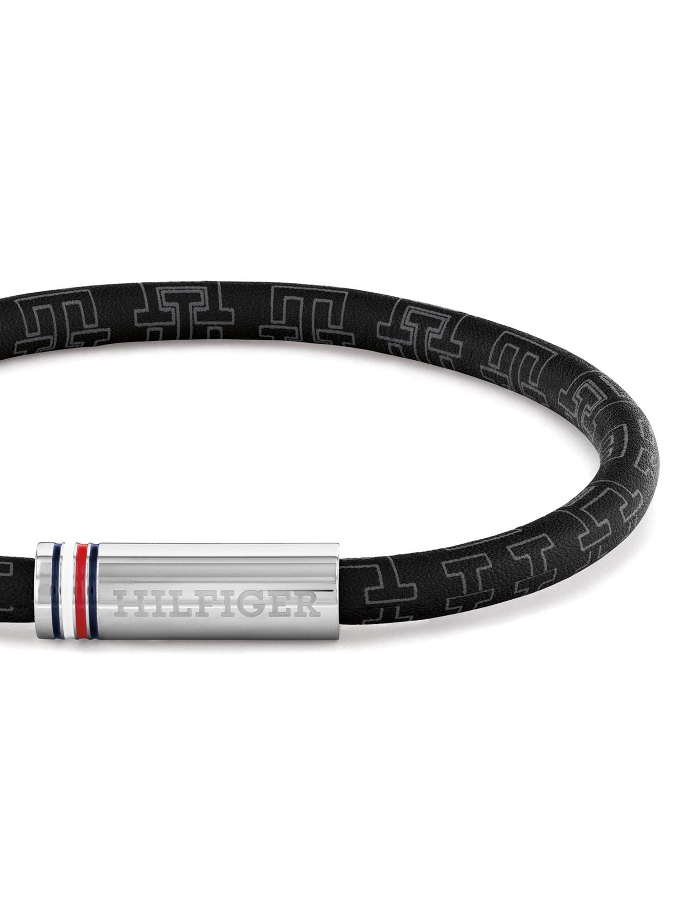 Image 2 of 5 of Tommy Hilfiger Men's Black Cord Leather Bracelet