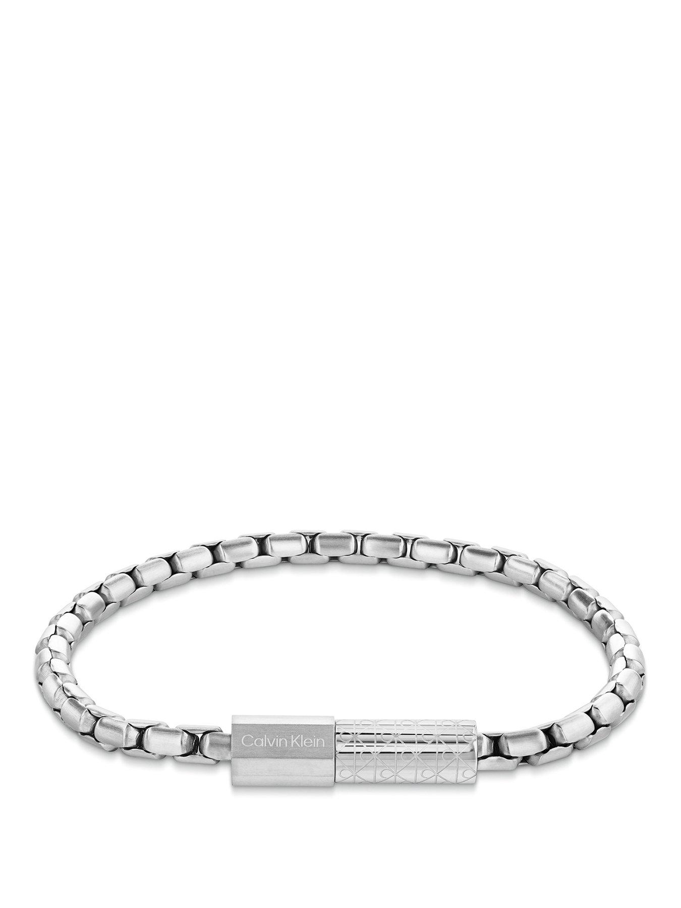 Calvin Klein Mens CK Contoured Barrel Stainless Steel Bracelet