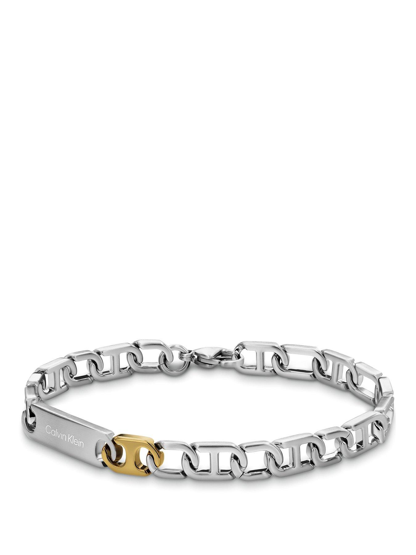 Calvin Klein Mens CK Candid Stainless Steel & Gold Plated Bracelet